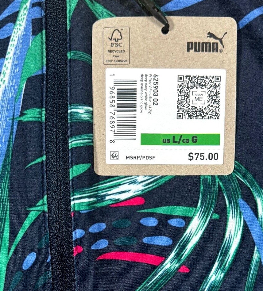 NWT Puma Womens UV Paradise 1/4 Zip Pullover Jacket XS S L XL 2XL Navy Floral A1