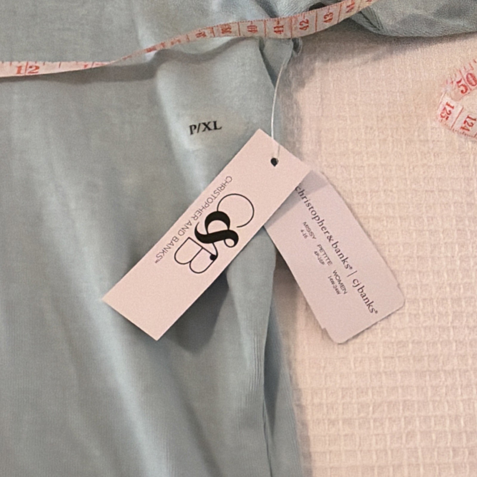 NWT Christopher & Banks Sea foam Knit 3/4 Sleeve Blouse Petite XL Cotton Blend