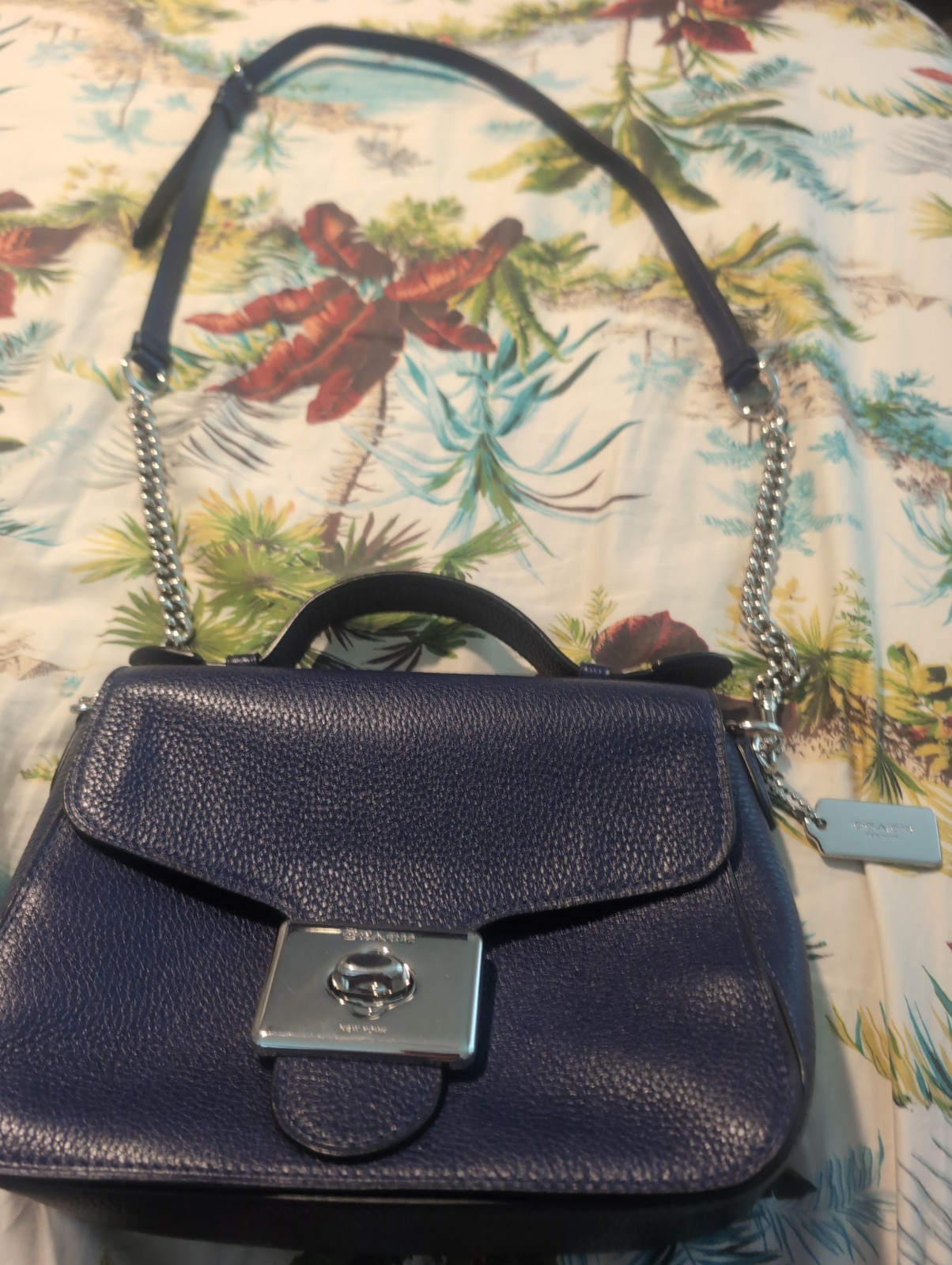 COACH Blue Leather Cassidy chain purse