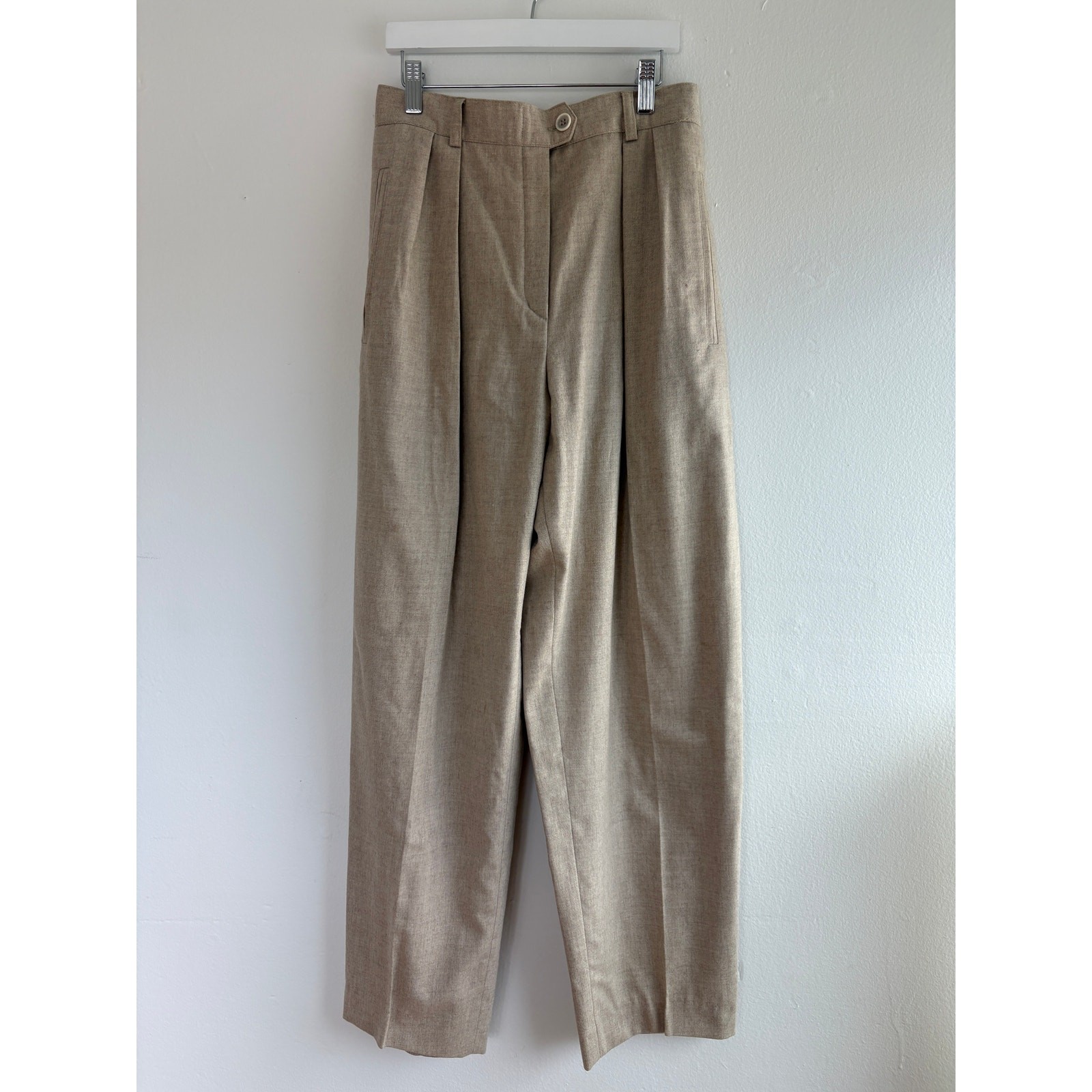Escada by Margaretha Ley Vintage Beige Trousers Women’s High Waist Wide Leg