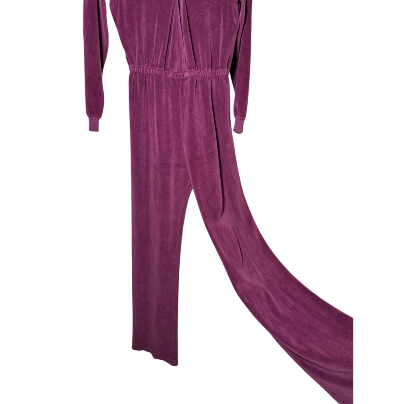 Suzie Kondi Velour Jumpsuit Size Small Dark Magenta Boysenberry NEW