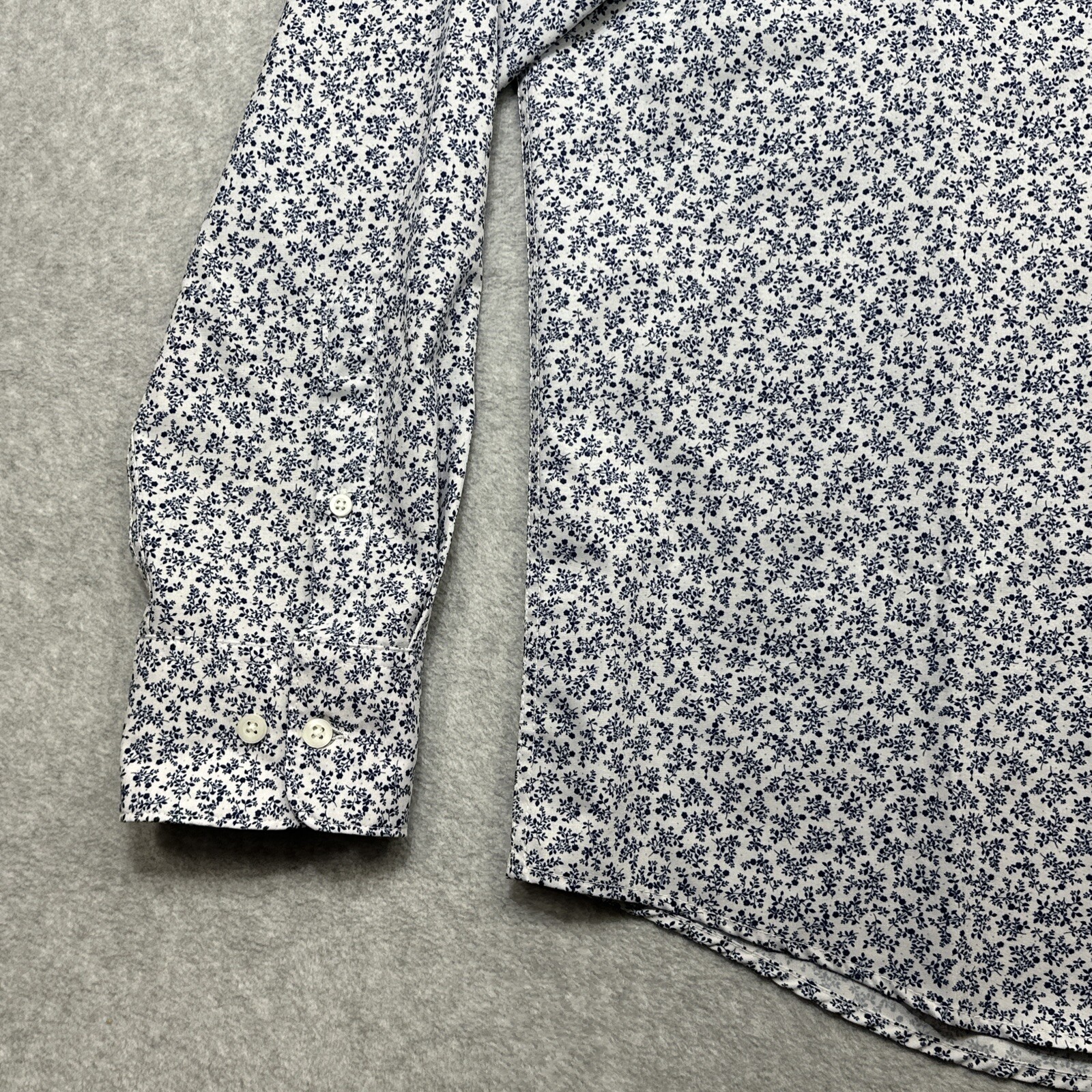 Nordstrom Tech Smart Shirt XL Blue Floral Performance Smart Casual Modern Office