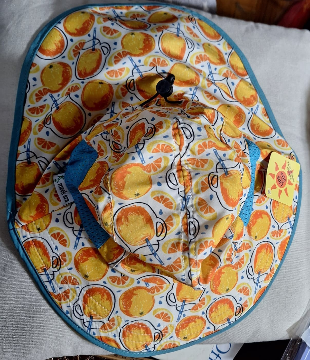 Meek Era Orange design Sun Hat UV Protection Neck Flap Sun hat for women/girls