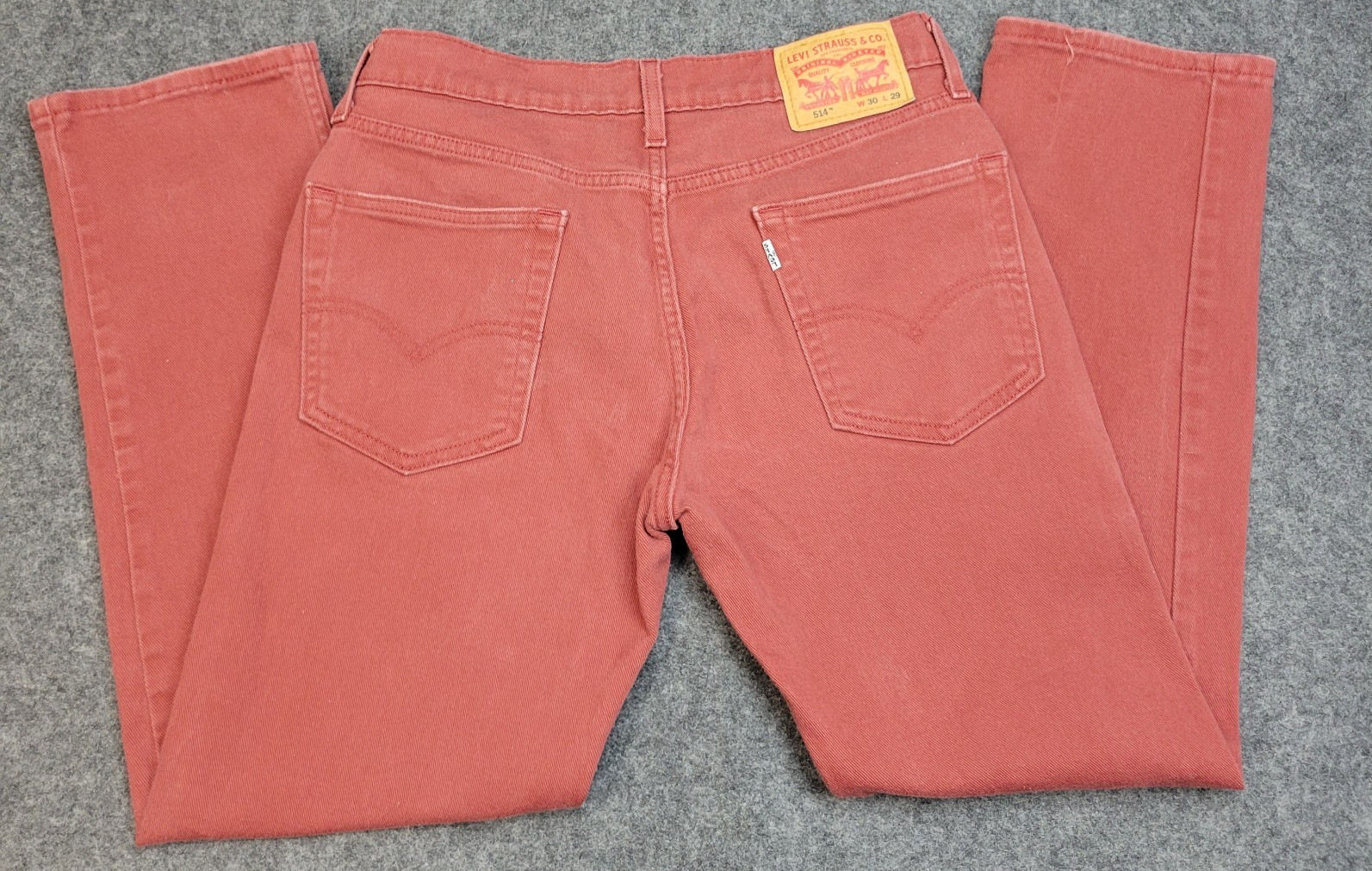Levis 514 Jeans Mens 30×29 Red Denim White Tab Streetwear Festival Americana