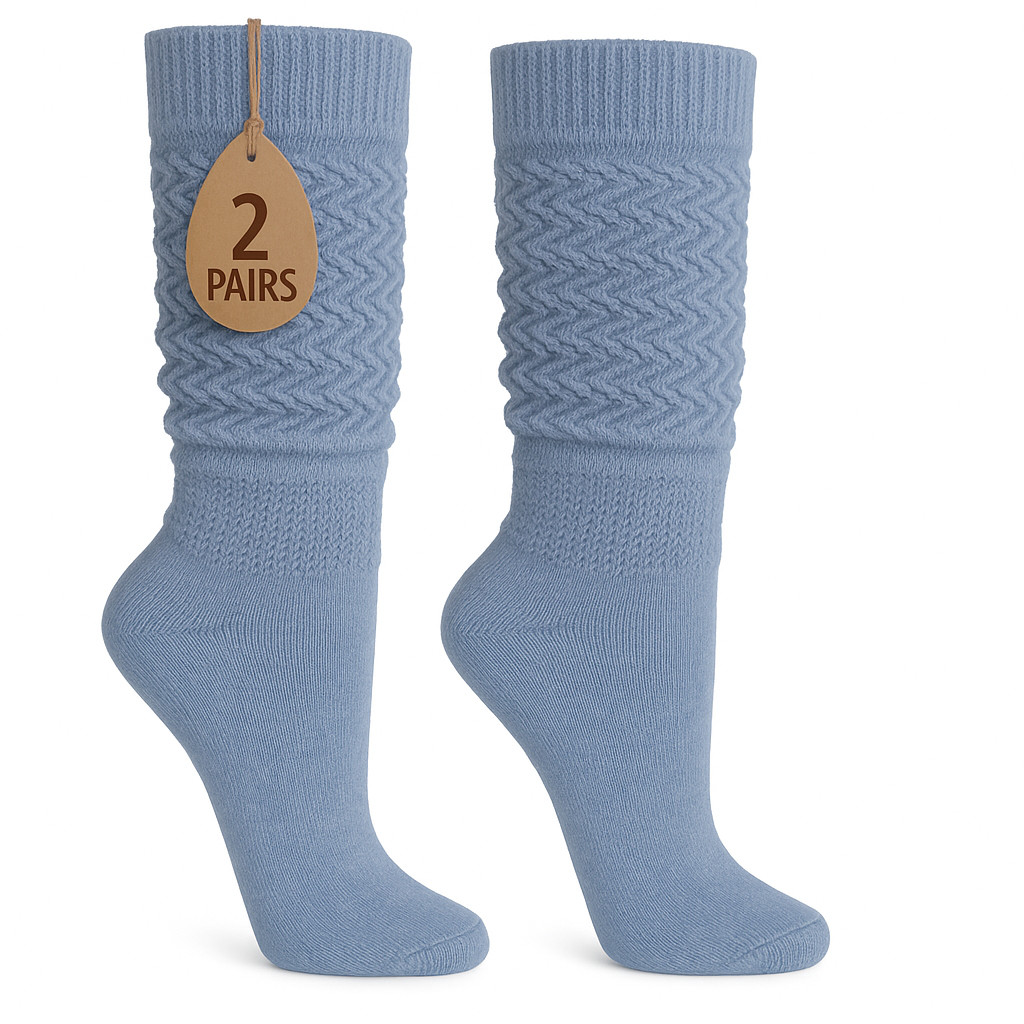 Slouch Socks Women and Men Extra Tall Heavy Socks 2 PAIRS Size 9-11