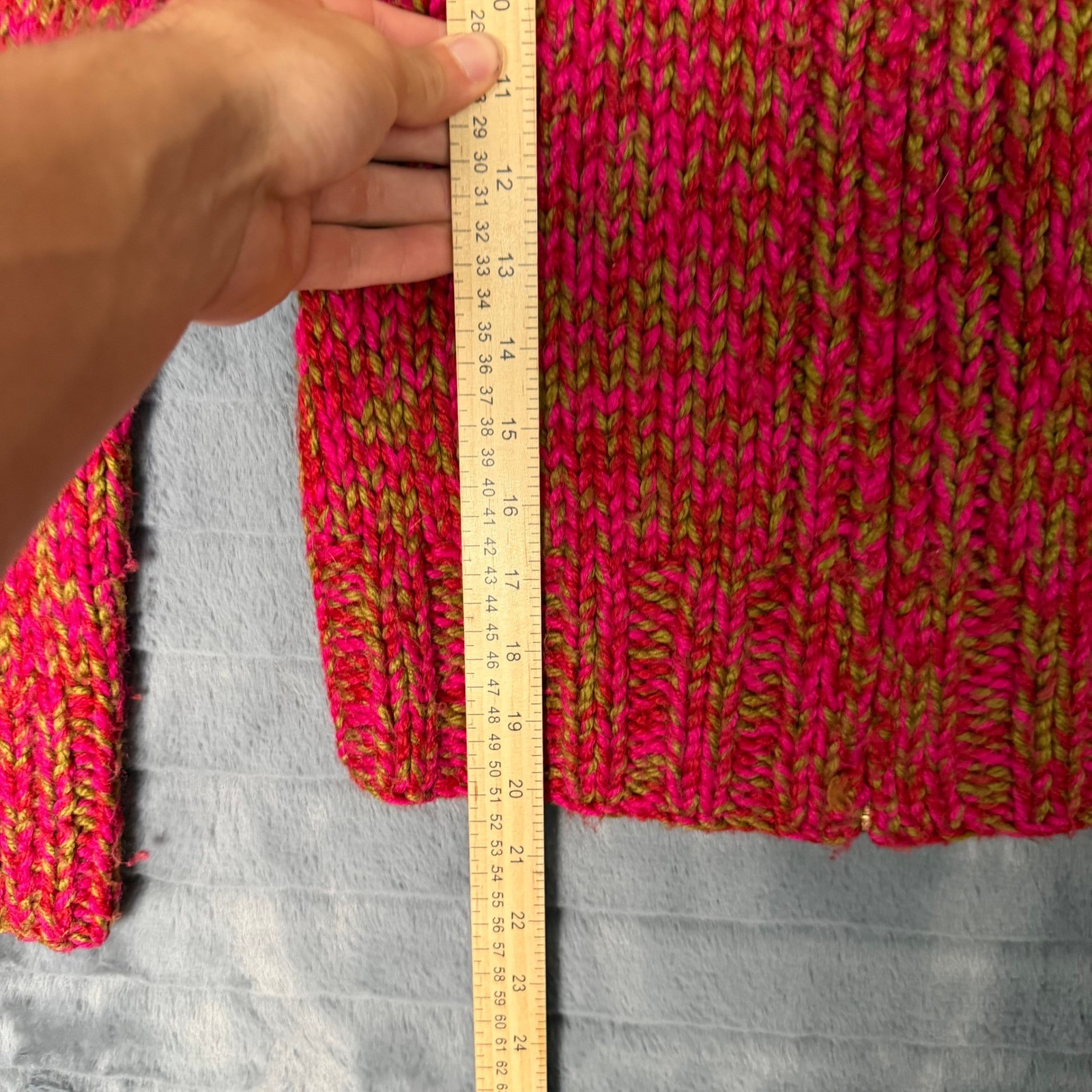 J.Crew Full Zip Cardigan Womens Small Pink Olive Marled Chunky Wool Blend Mock