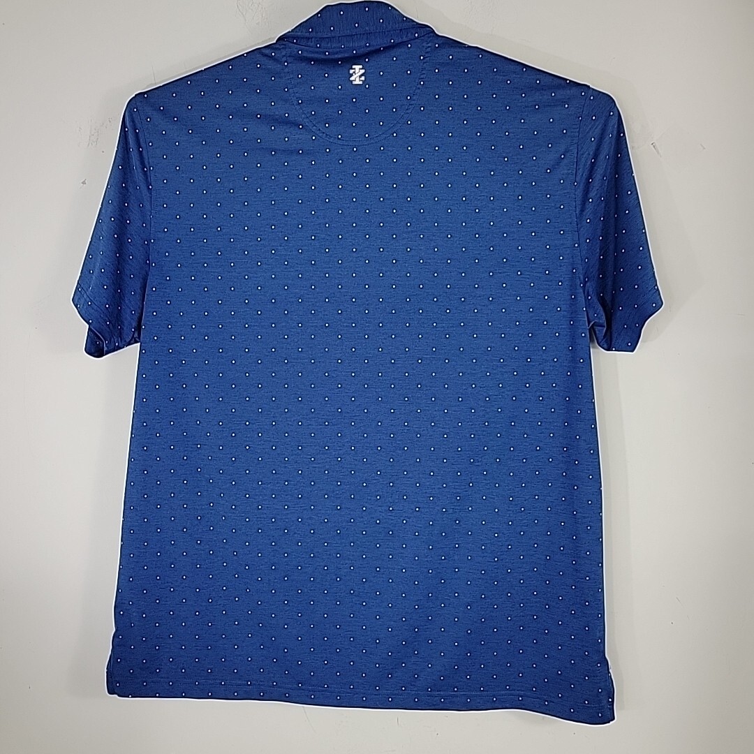IZOD Mens Golf Stretch Polo Shirt Blue White Polka Dot Poly/Spandex Blend Sz XL