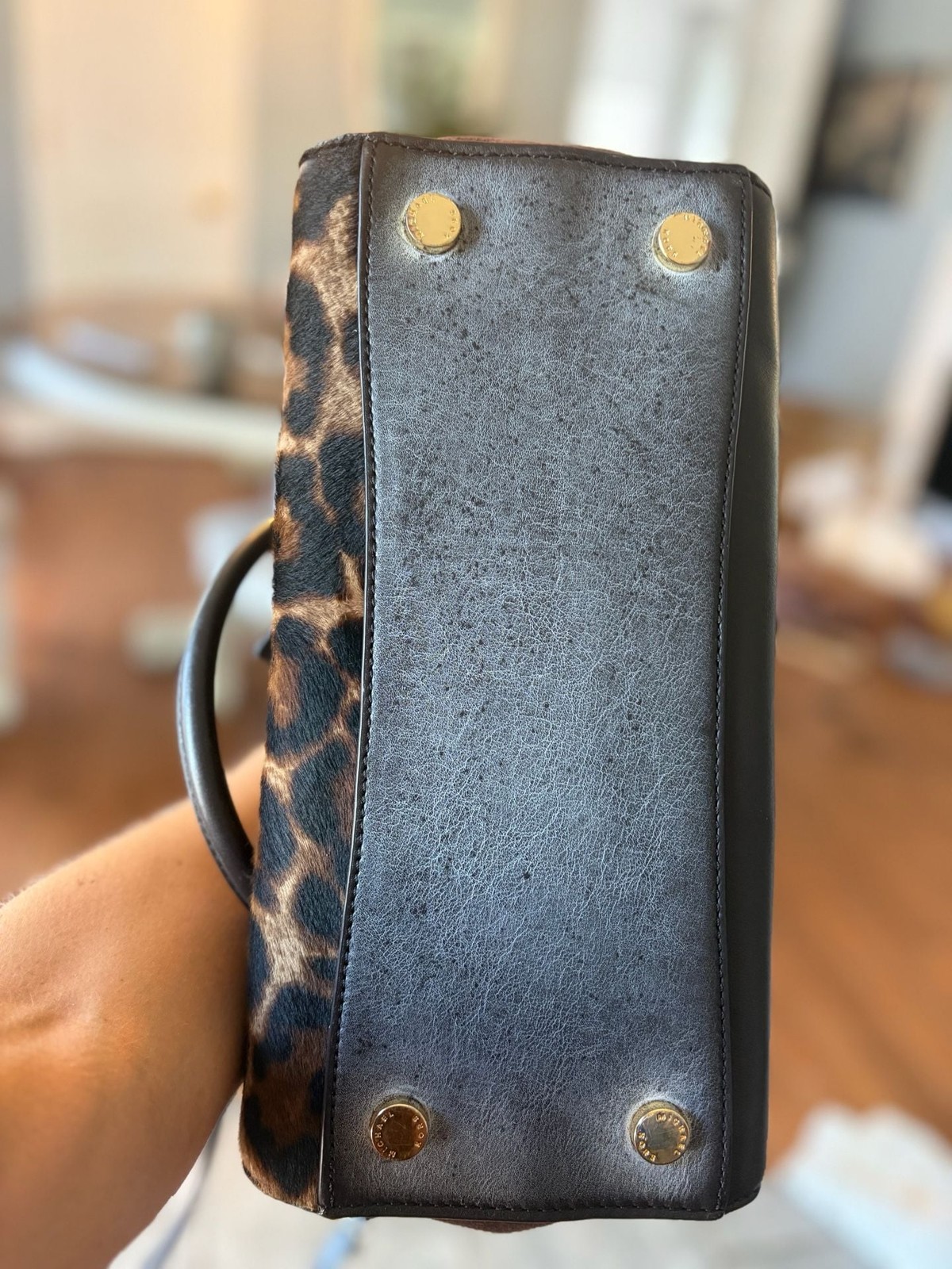 Michael Kors Hamilton Large Leopard Print Calf Hair Satchel