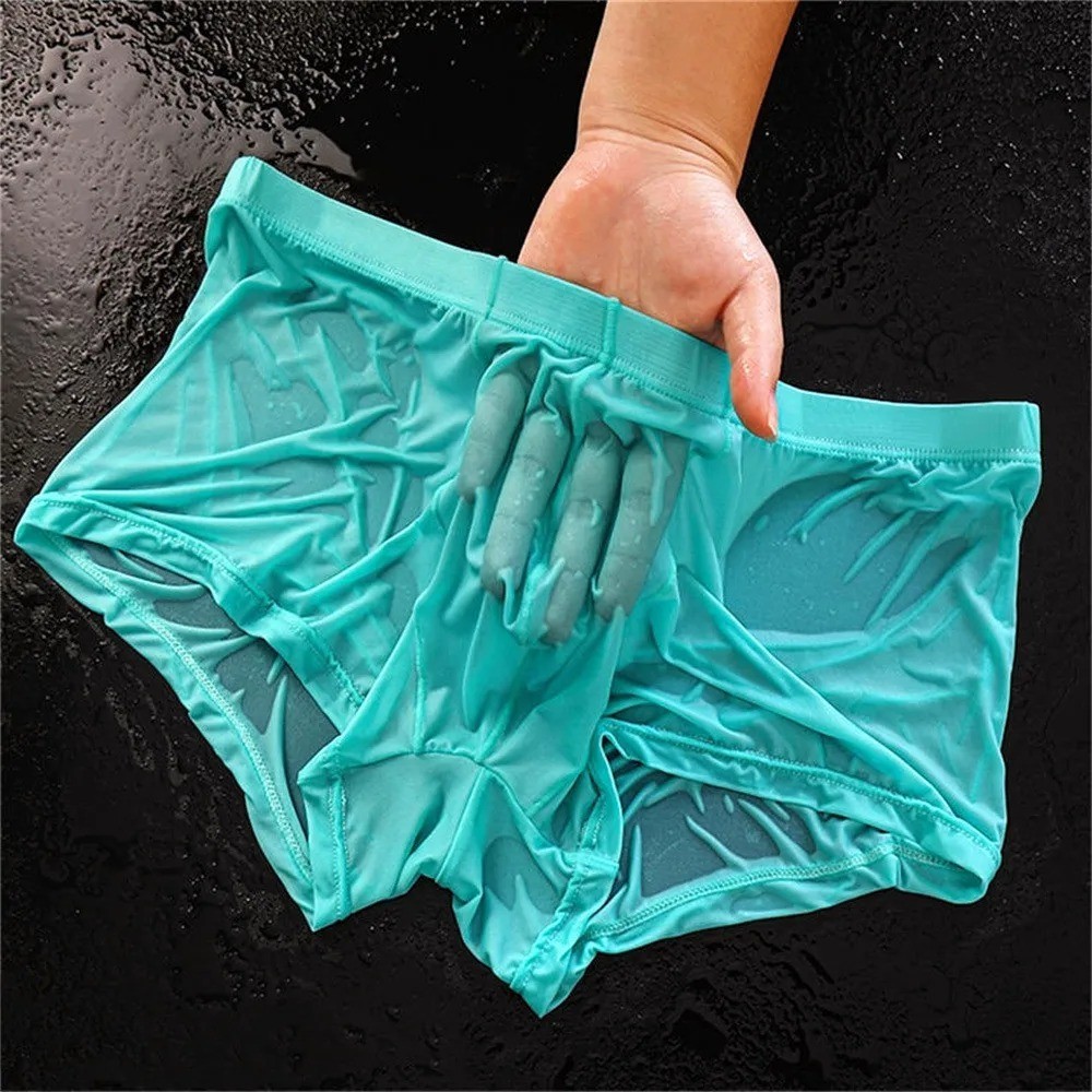 Ultra Thin Ice Silk Boxers Underwear Men Semi-transparent Seamless Sexy Male*