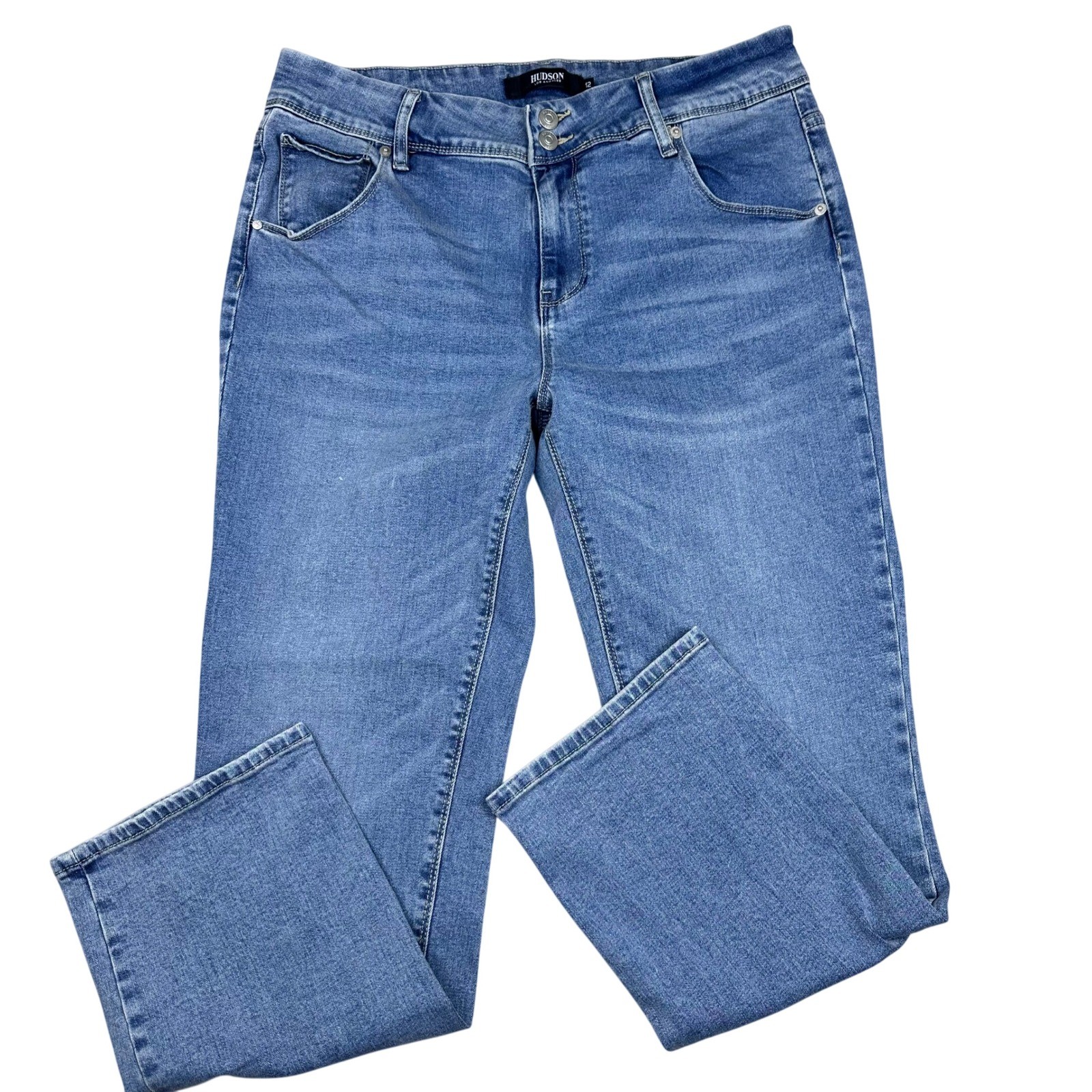 Hudson Los Angeles Beth Baby Bootcut Jeans Medium Wash Flap Pocket Size 12