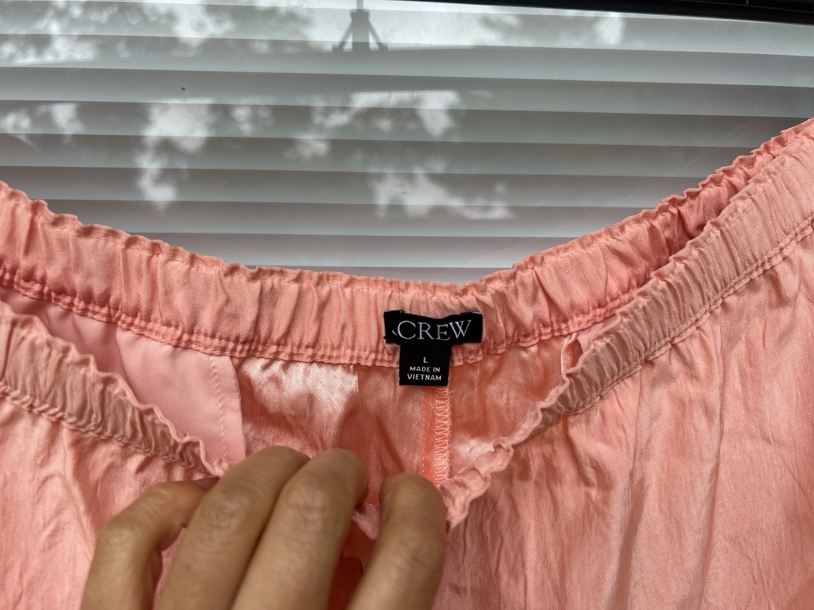 J.Crew Wide Leg Stratus pant in textured satin Blushed Peach – Size L CC472