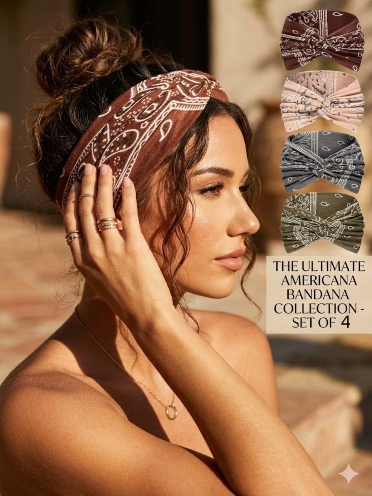 4PCS Boho Wide Headbands for Women Vintage Paisley Elastic Hair Bands