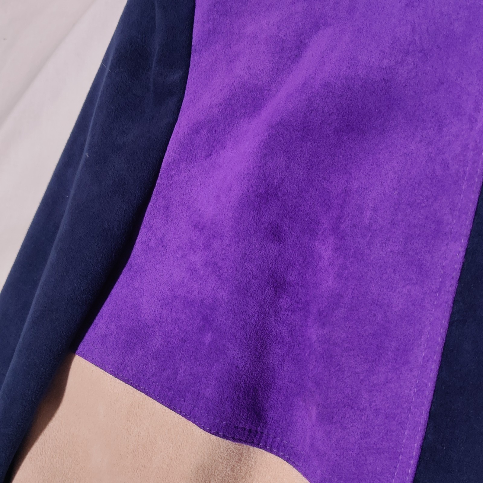 Lilli Ann Purple Red Cream Colorblock faux ultrasuede lined JACKET