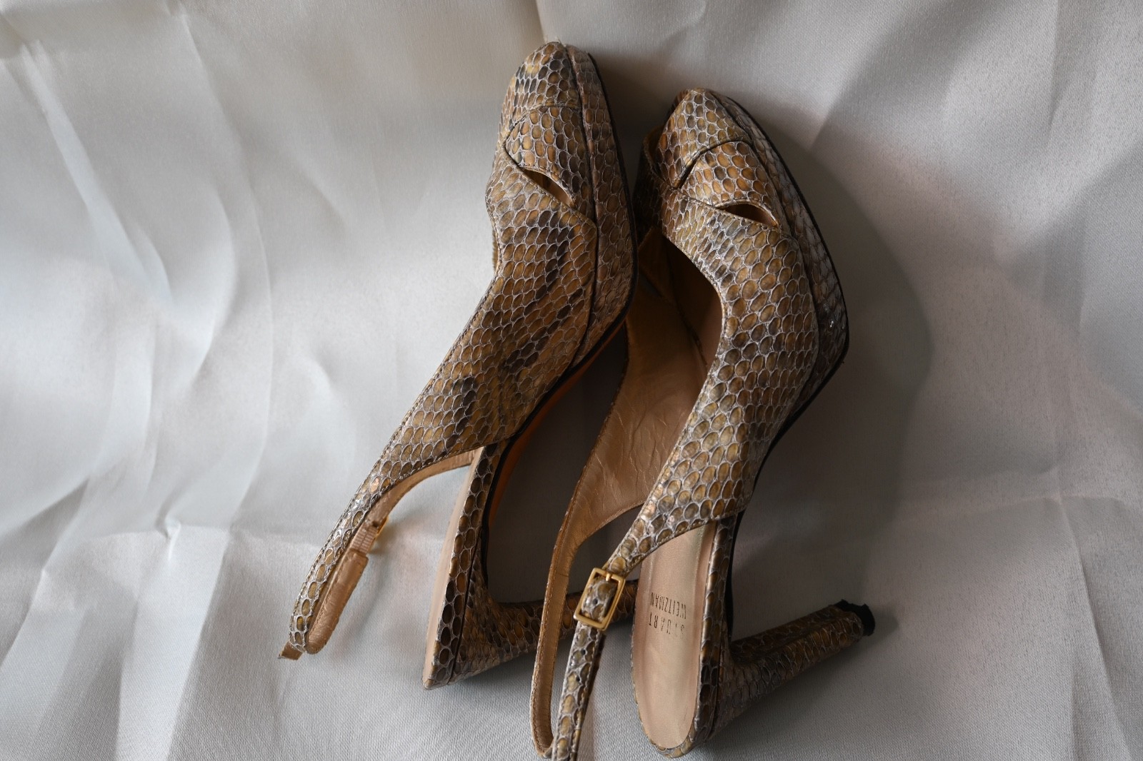 Stuart Weitzman Snake Print Slingback Heels