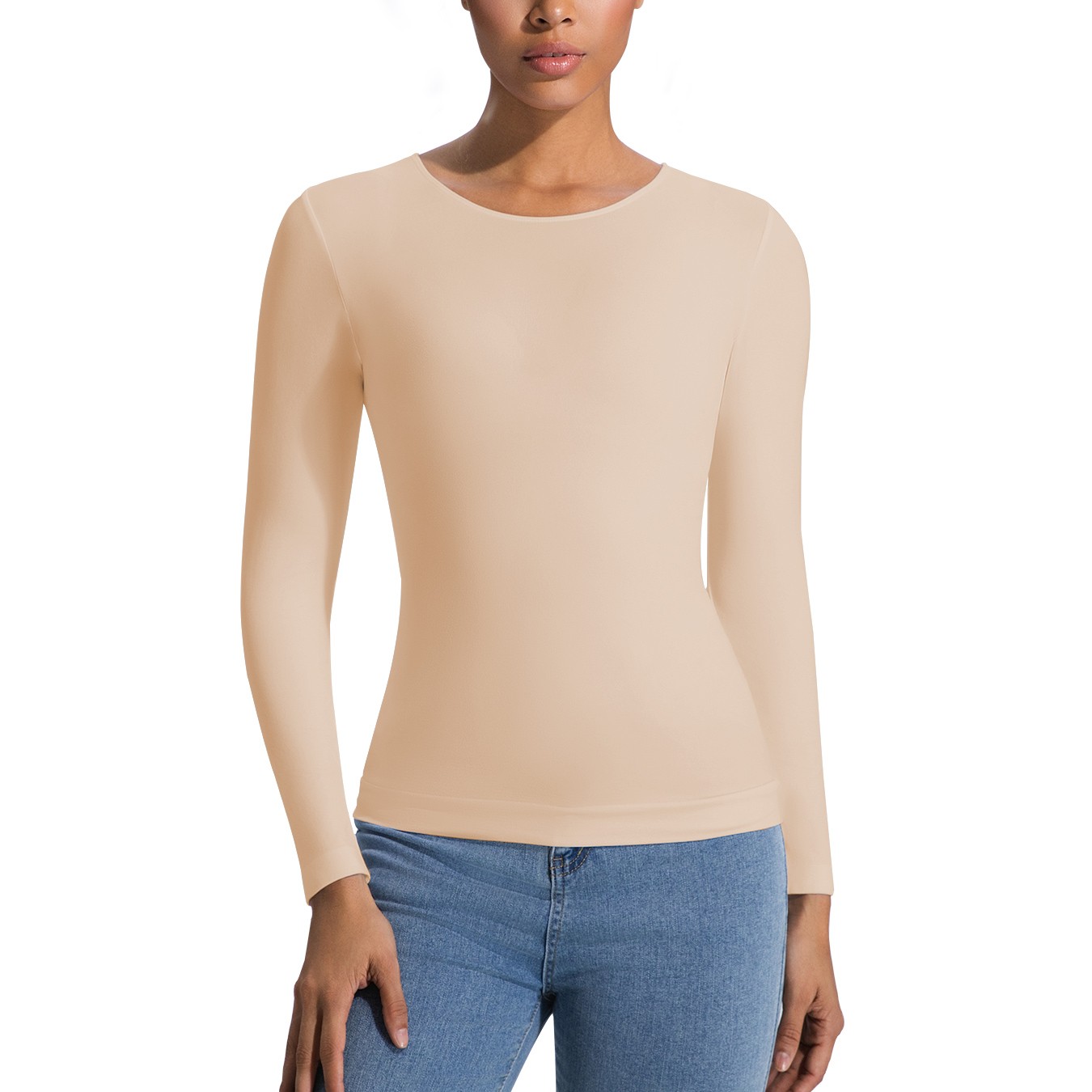 Women’s Long Sleeve Light Compression Shapewear – Seamless Waist Sculpting Top
