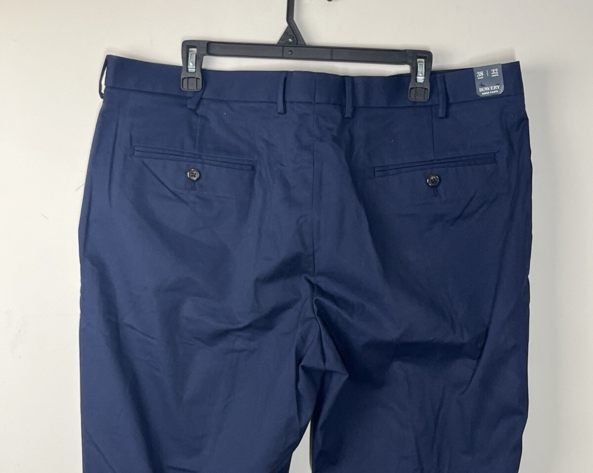 J Crew Bowery Dress Pant in Stretch Chino Mens 38X32 Navy Blue Slim Fit