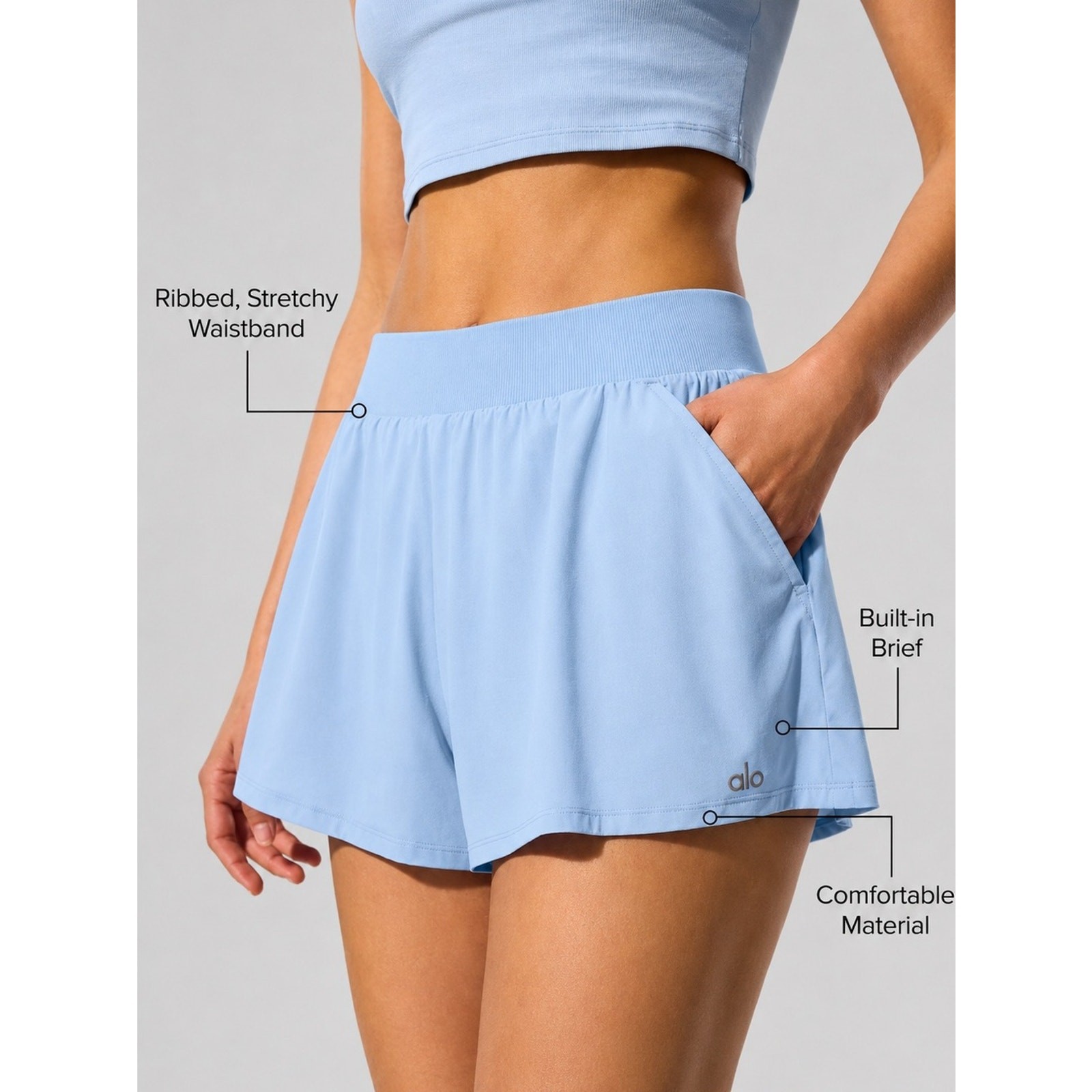 ALO Yoga Breezy Short Seashell Blue Small NWT Rare Sold Out Hard To Find