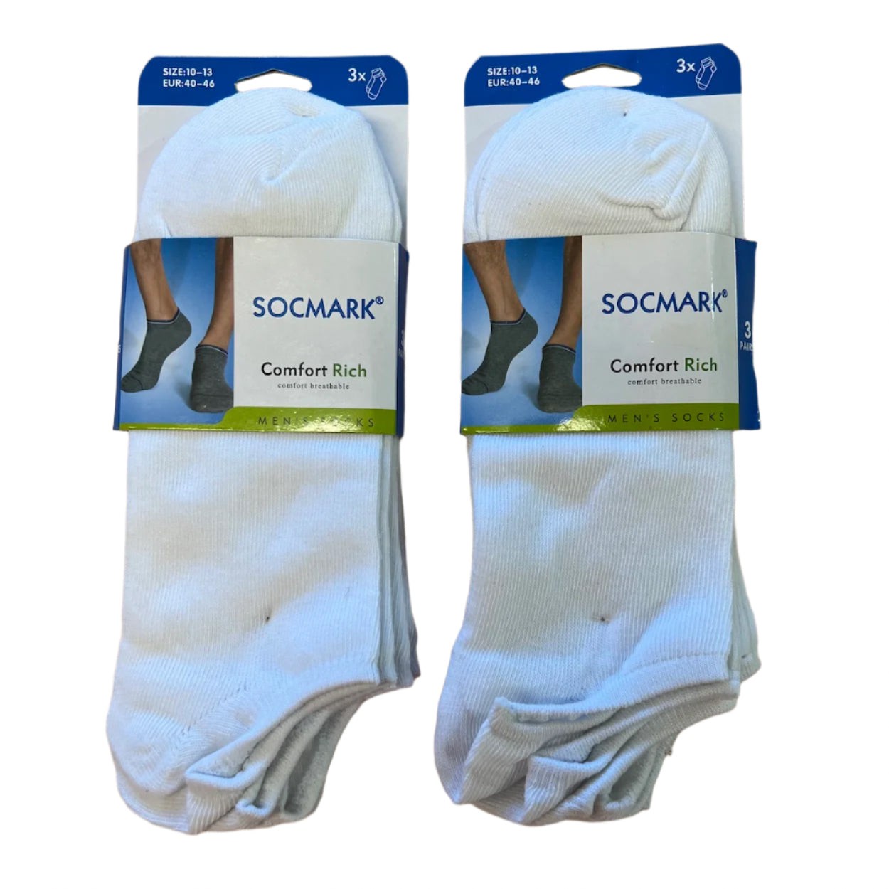 Socks Socmark Low Cut Socks 6 Pack New Bright White Golf, Walk, Boat, Hike