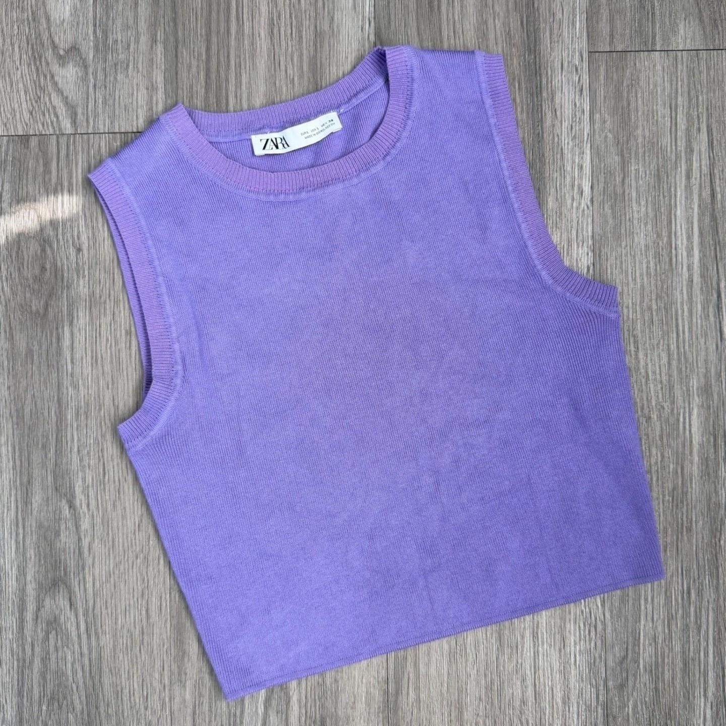 Zara Preppy Colorpop Soft Knit Cropped Tank Size L Lavender Purple