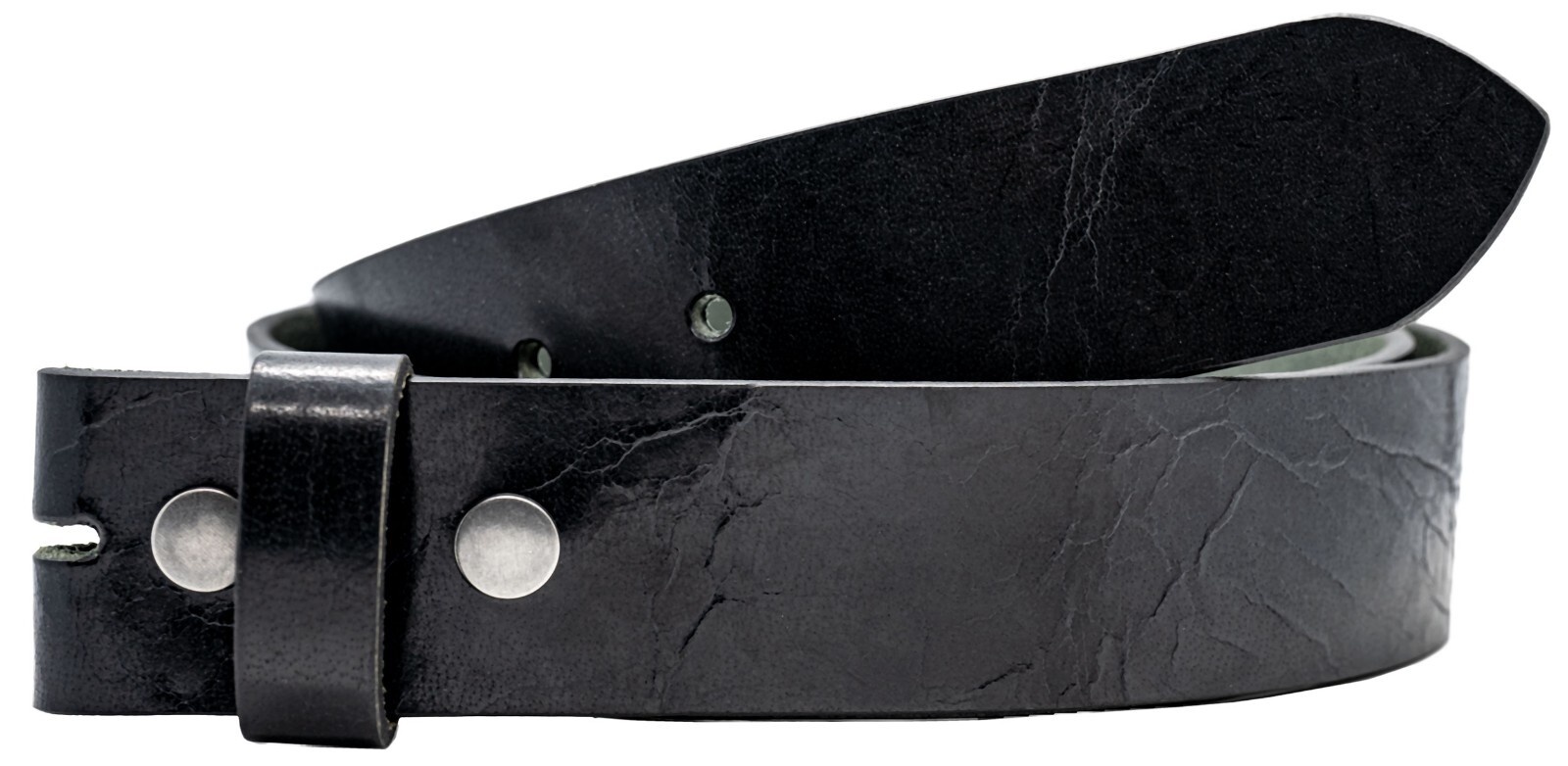 Full Grain Buffalo Leather Crunch Finish Belt Strap – Black