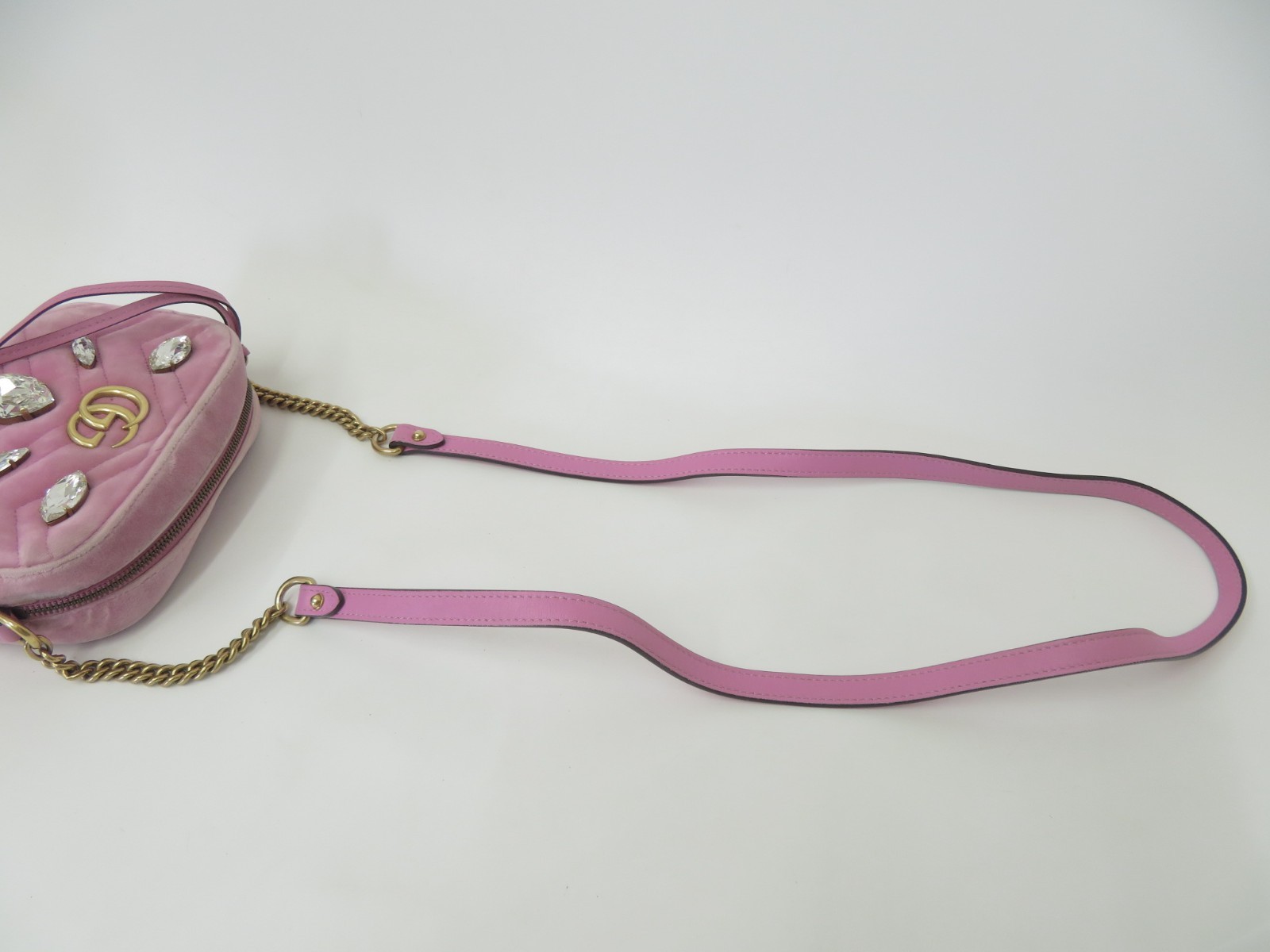 Authentic Gucci GG Marmont V Stitch Velvet Chain Shoulder Bag I#51036