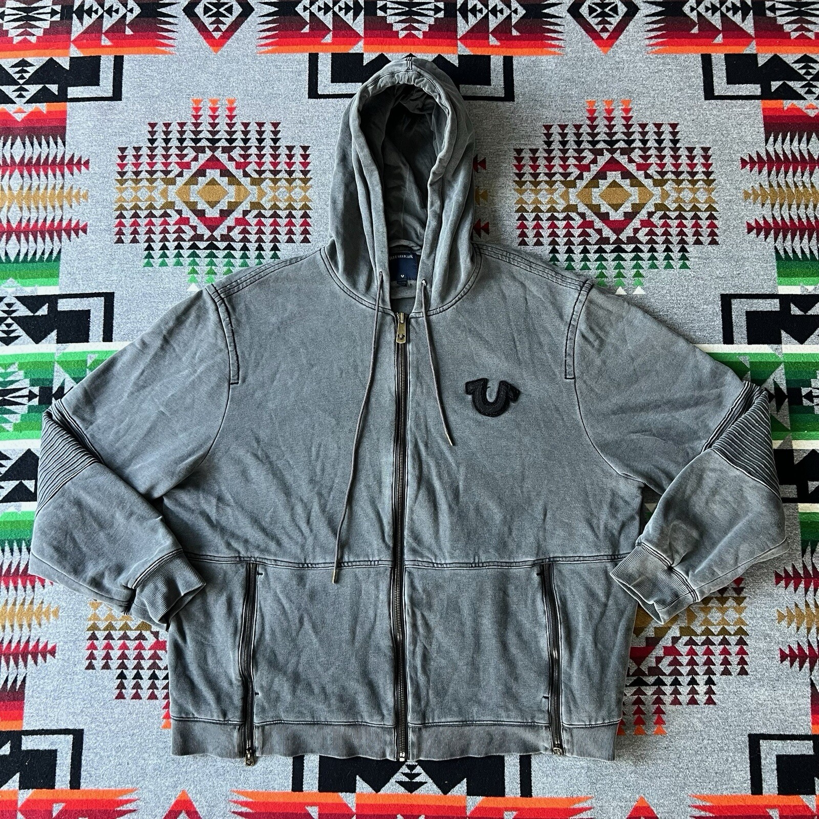 True Religion Hoodie Mens 3XL Heavyweight Full Zip Sweatshirt B7