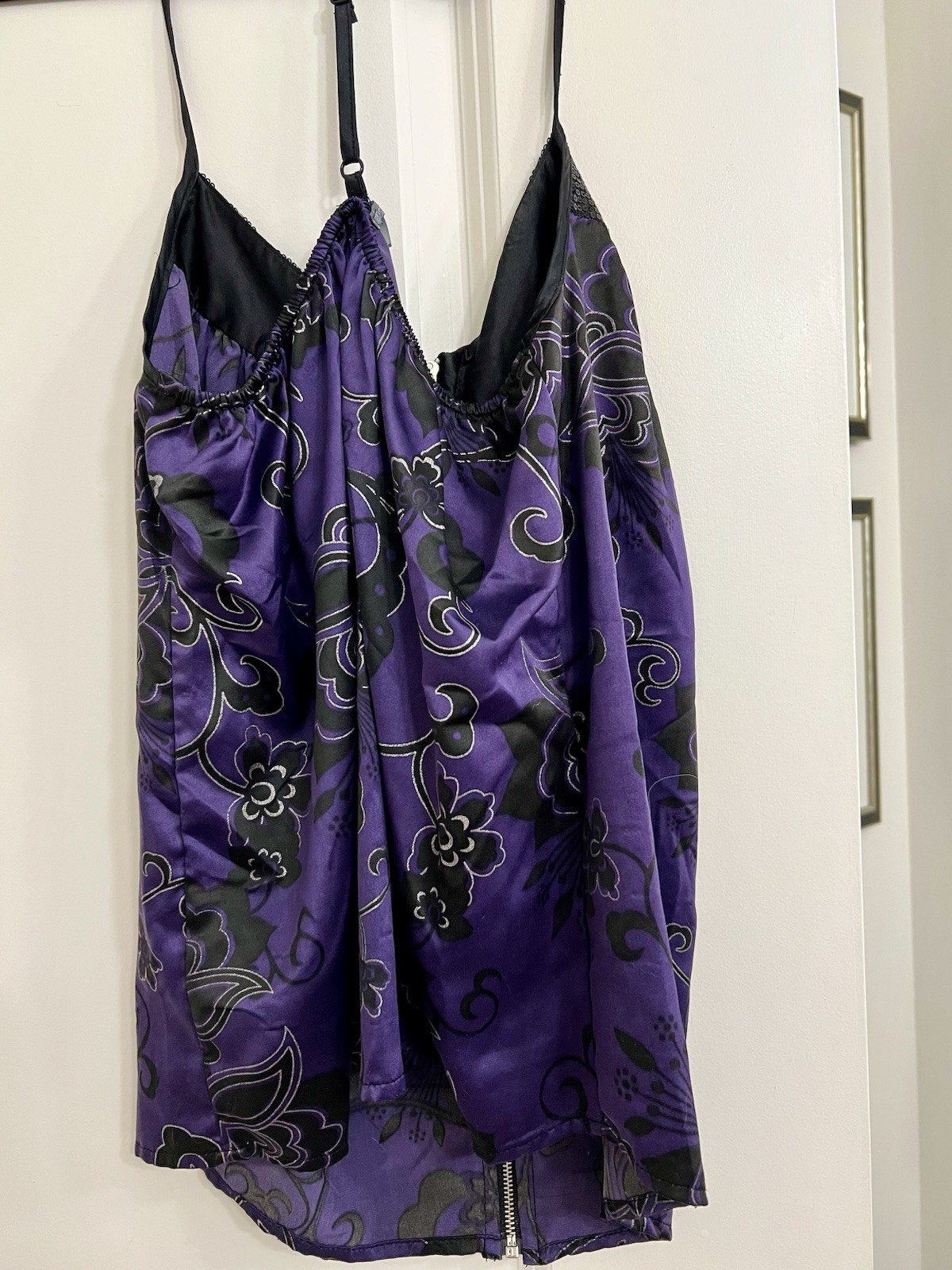 Charlotte Russe Y2K Zip Front Purple Black Cami Top Vintage Size Small