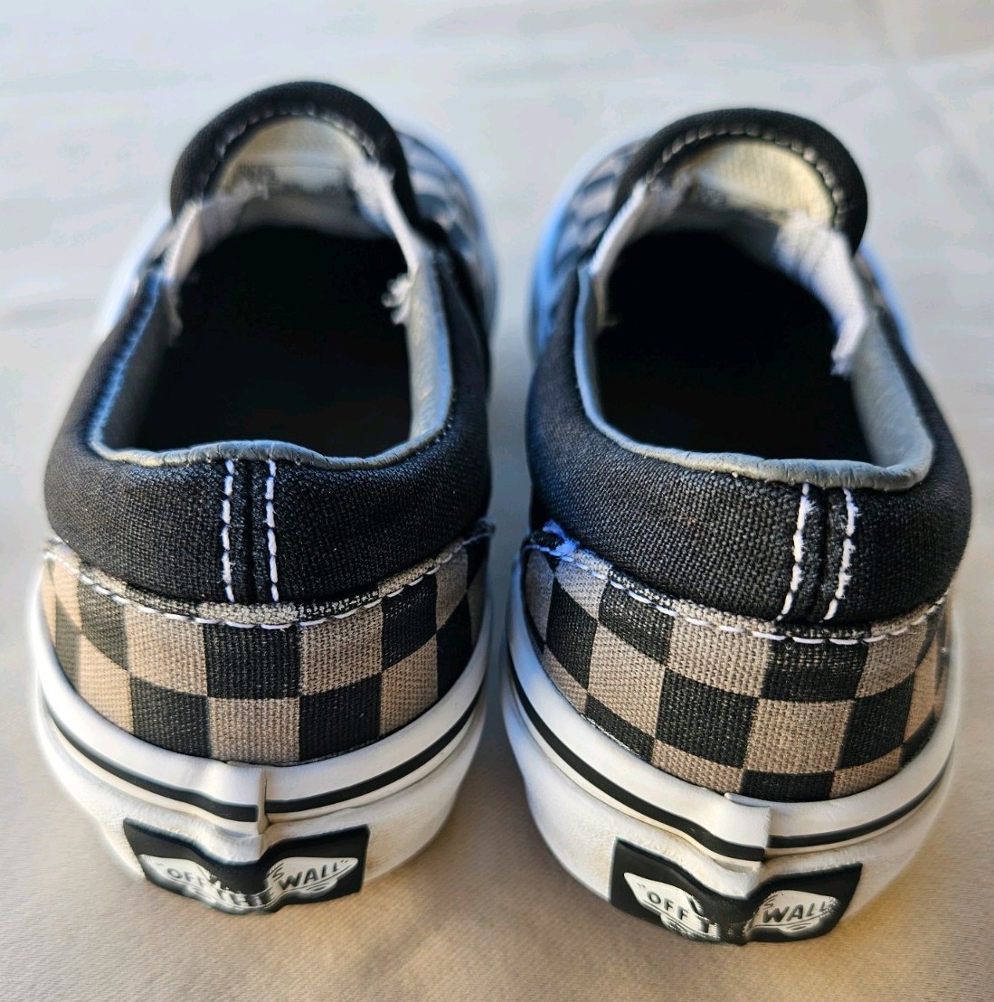 VANS Classic Slip-On Shoes In Size 11.5 In Toddlers Black/Pewter Checkerboard