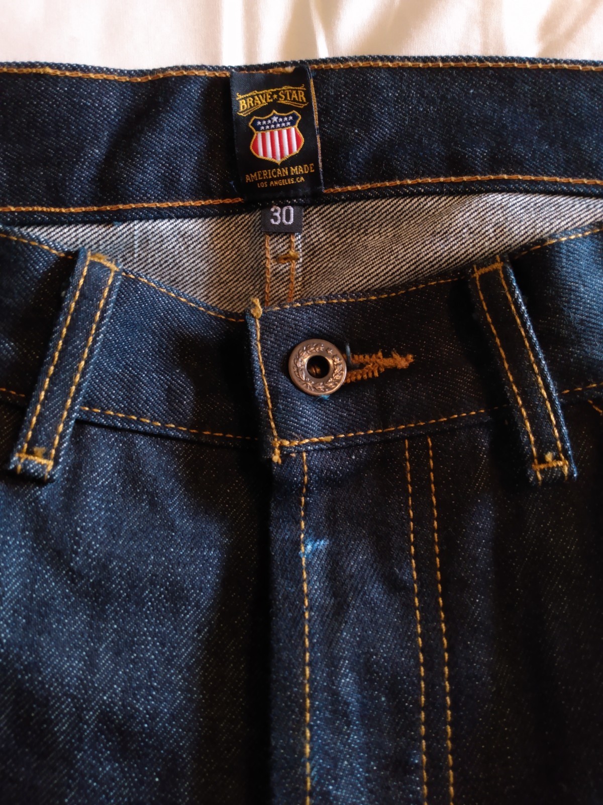 Brave Star Selvage Die Hard Double Knee Cone Mills 16.25oz 30″ x 36″ Jeans