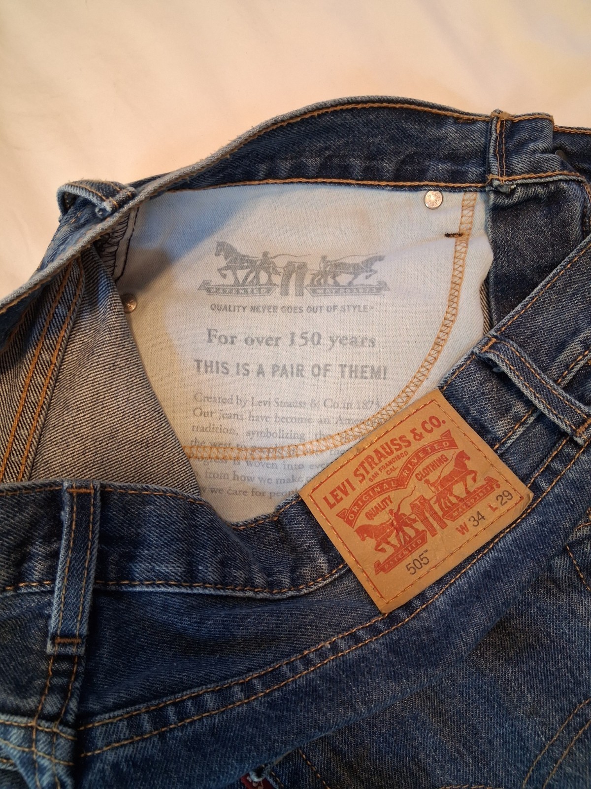 Levi’s 505 men’s jeans, size 34w, 29length, straight leg