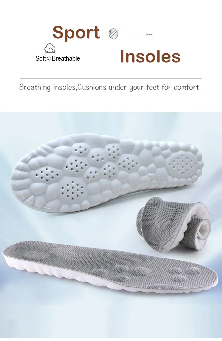 4D Massage Shoes Insoles Super Soft Latex Sports Insole for Feet Running Basket