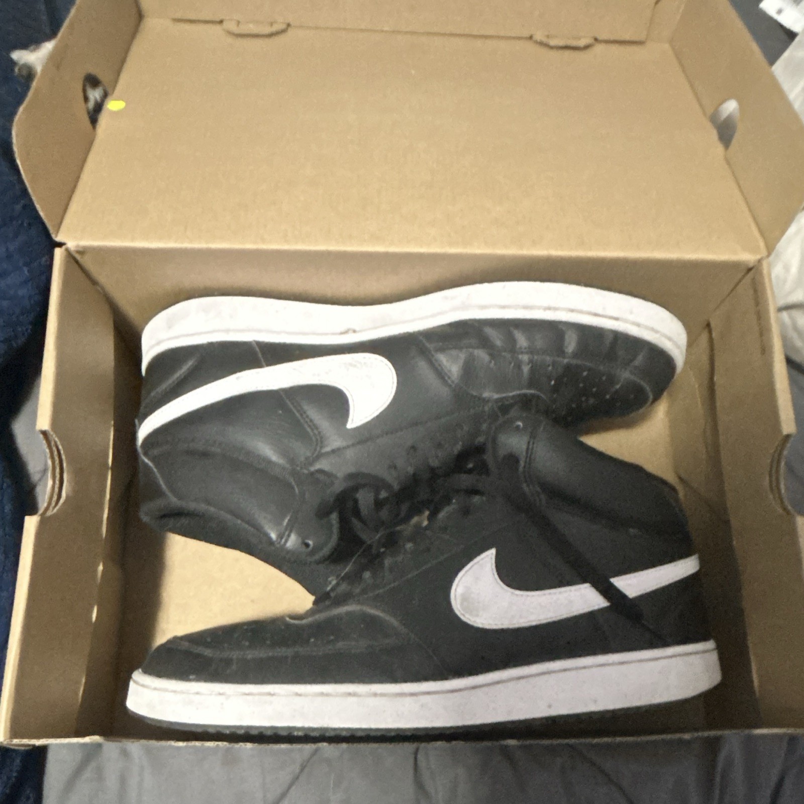 Nike Court Vision Mid Men’s Mid Top Sneakers Black/White Lace-Up CD5467-002