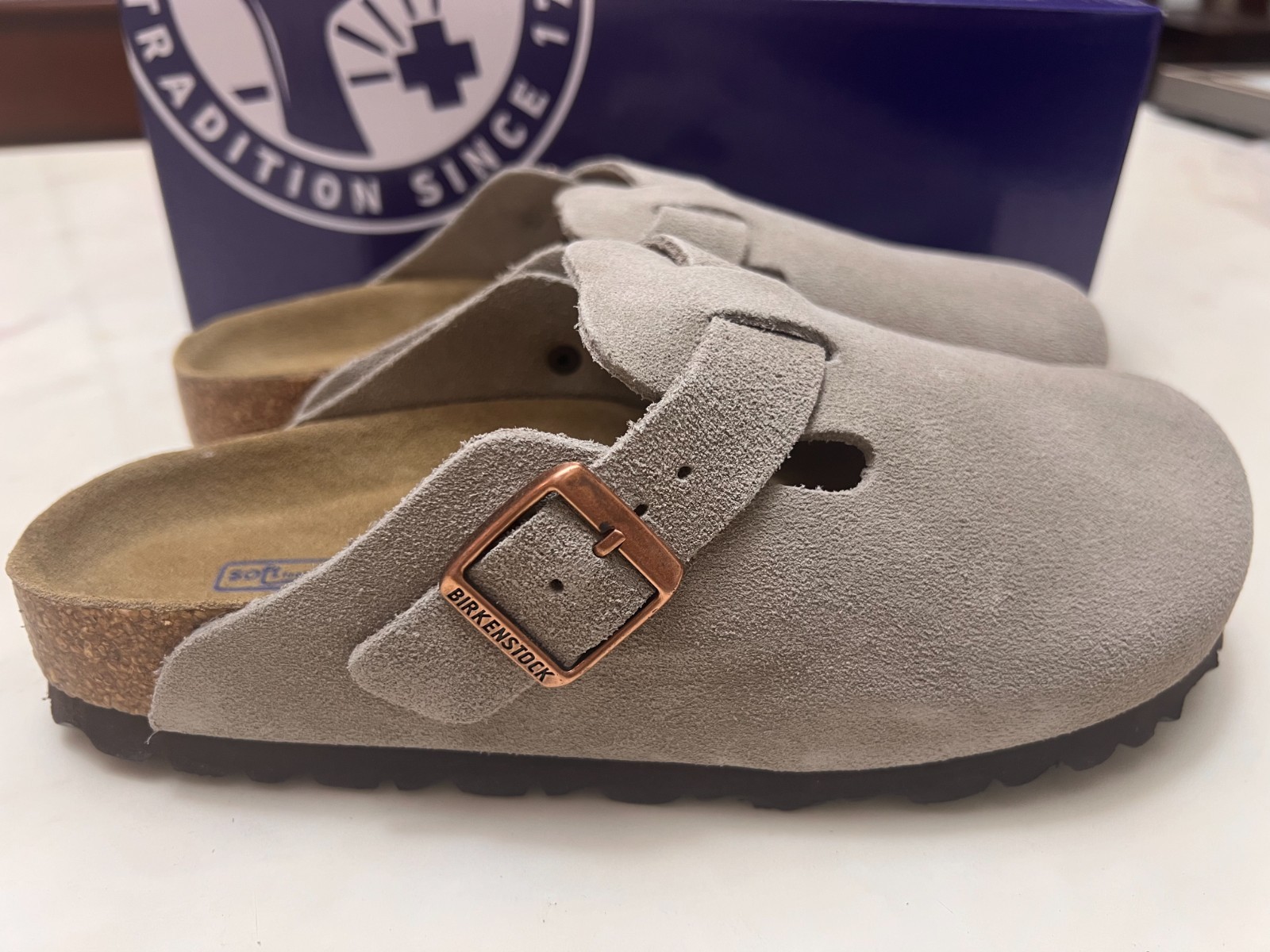 New Birkenstock Boston Suede Leather Soft Footbed Women Shoes Narrow