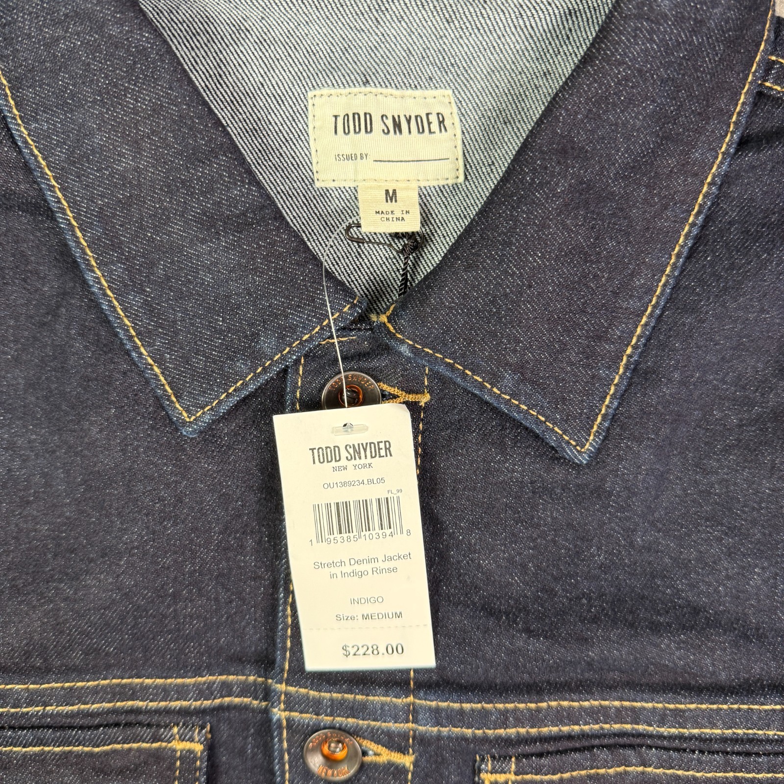 Todd Snyder Denim Jacket Mens Medium Indigo Rinse Dark Blue Trucker Pockets NEW