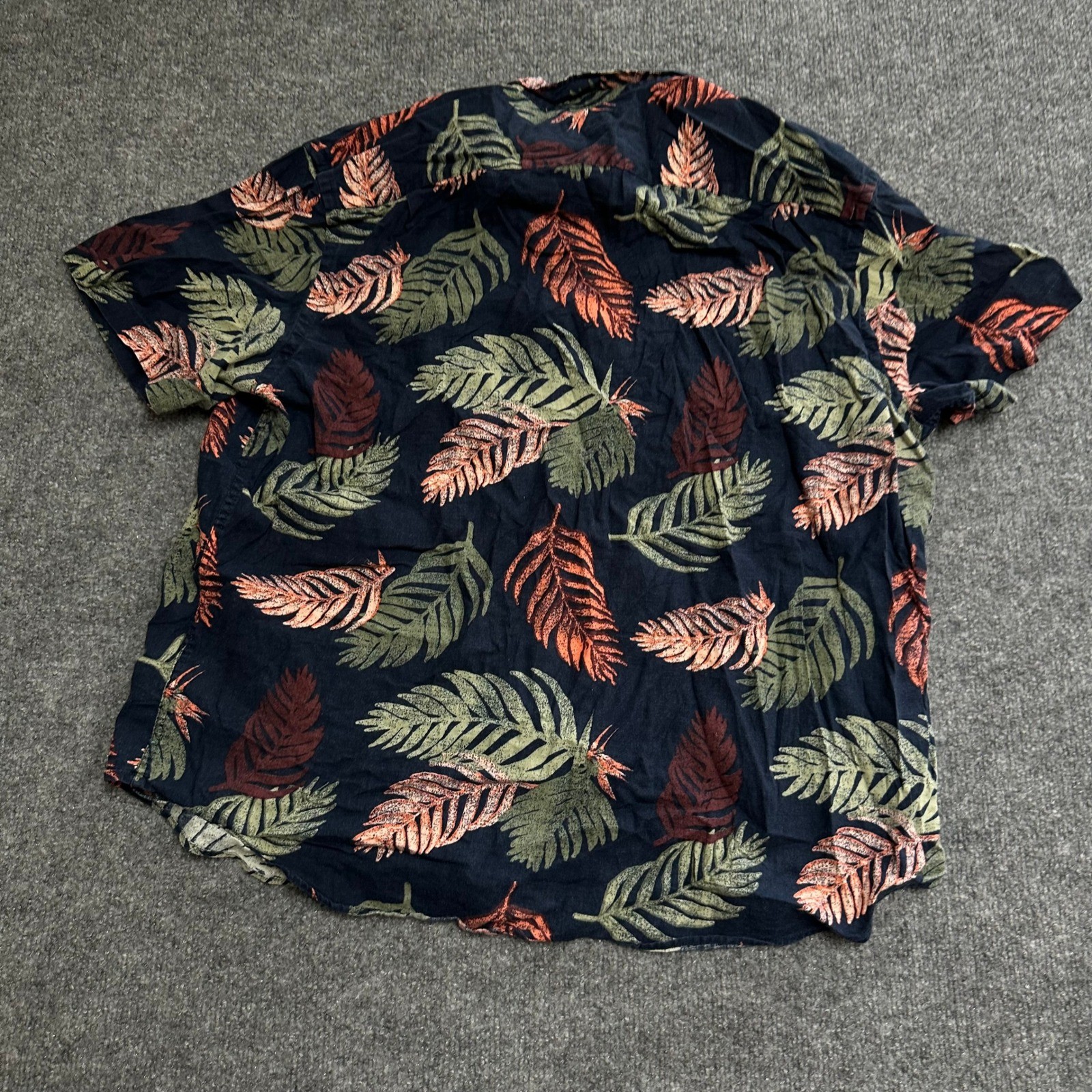 Old Navy Button Down Mens Size XL Navy Blue Tropical Linen Cotton Regular Fit