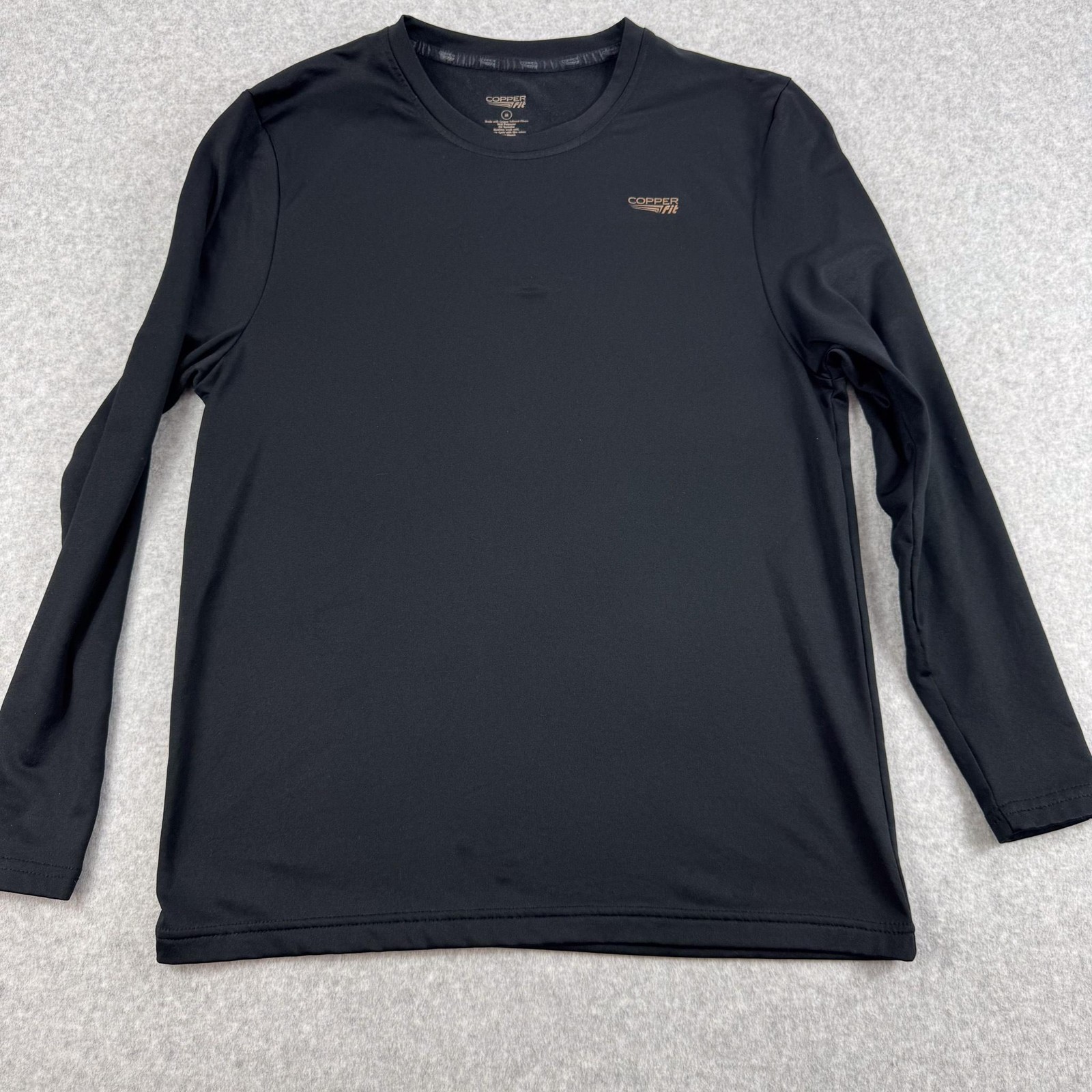 Copper Fit Shirt Mens Medium Black Long Sleeve Crew Neck Performance Tee Gym
