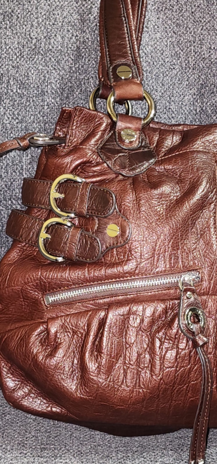 NWT B Makowsky Brandy Brown Eden Croco Zip Tote Hobo Bag Leather Purse $308