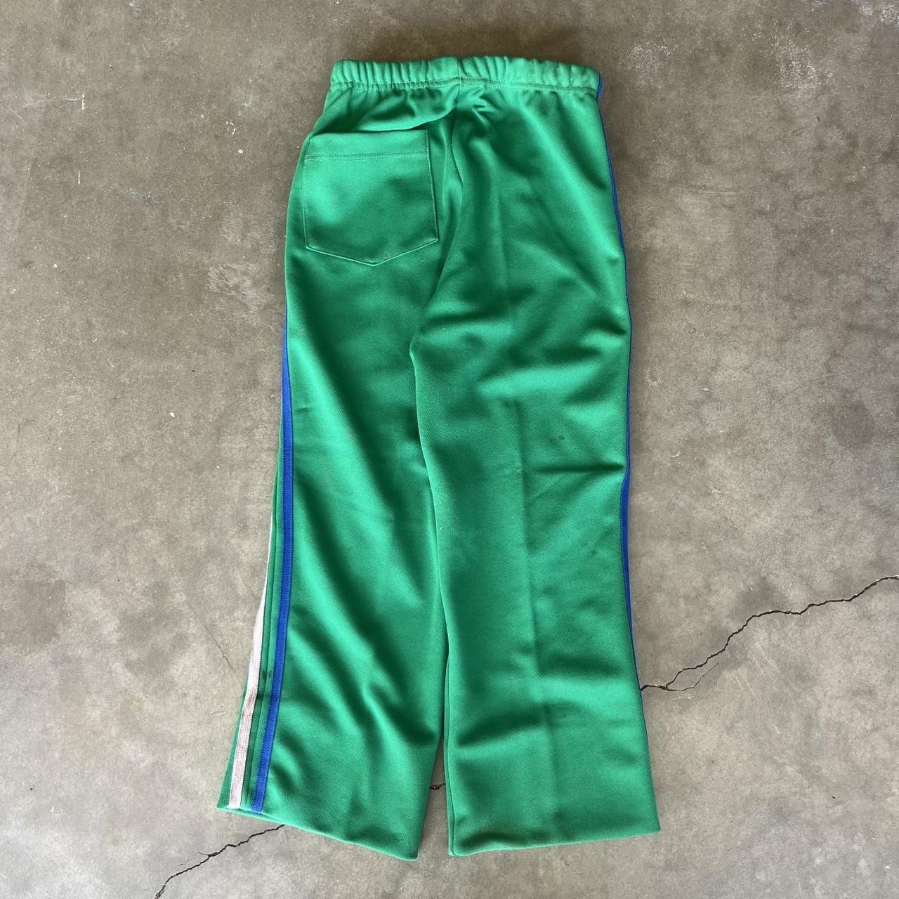true vintage 70s broderick athletic track pants set green blue white, argonauts