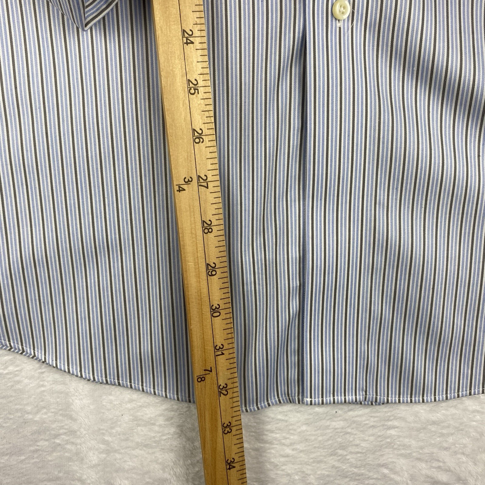 Brooks Brothers Dress Shirt Men’s 17-34 Blue/Olive Stripes French Cuffs No Iron