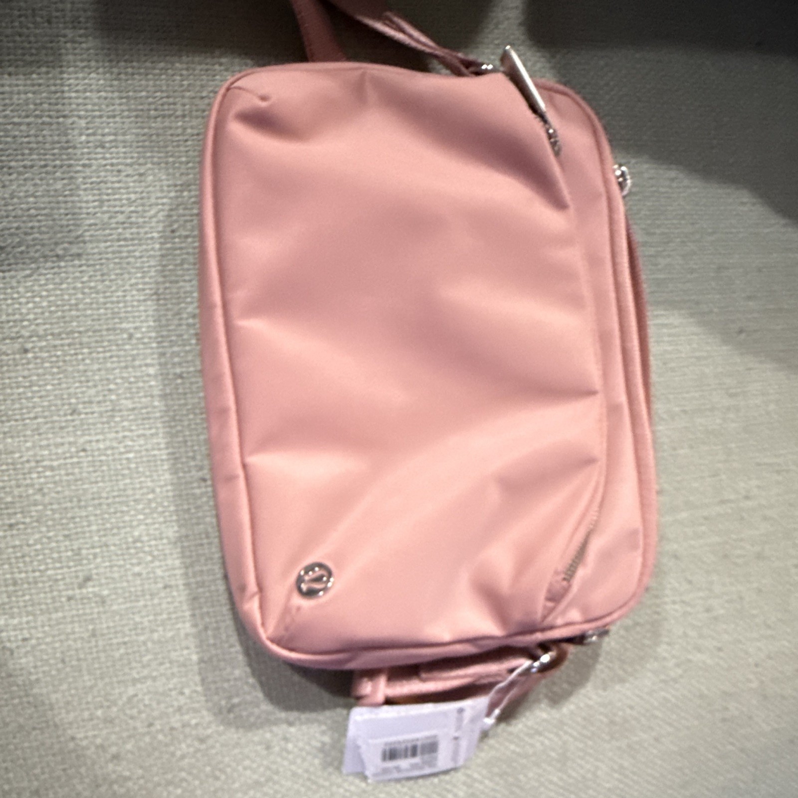 lululemon City Adventurer Crossbody Bag Pink Small Zip Adjustable Strap Silver