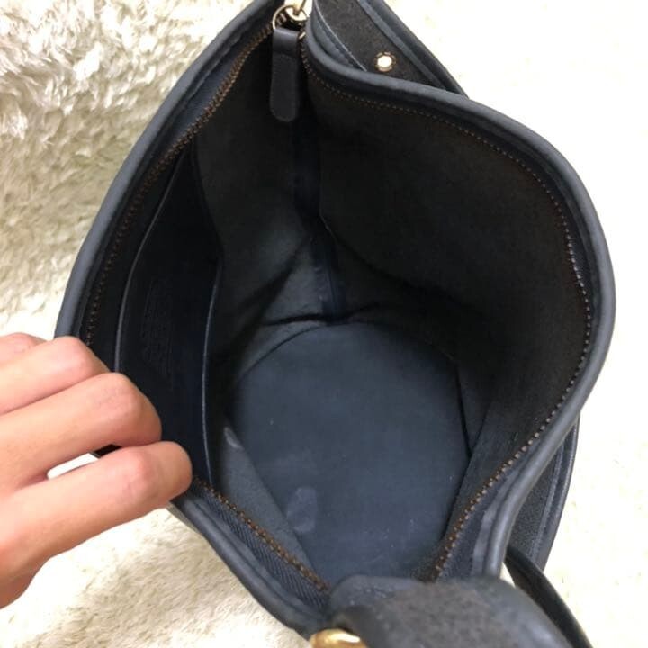Coach Dufflesac 9085 Black Leather Shoulder Bag USA Vintage Turn Lock 80s