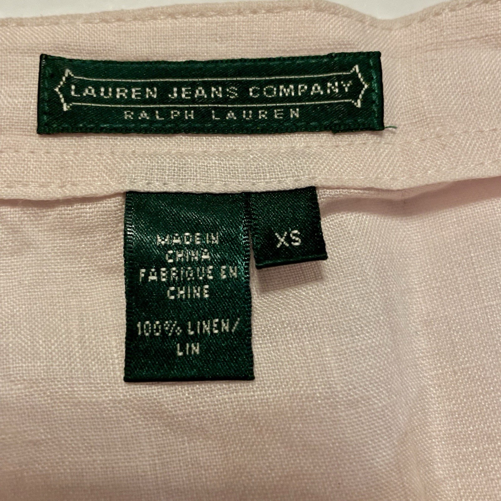 Ralph Lauren Jeans Co. Pink S/Sleeve All Linen Lace Up Tunic Shirt Top Womens•XS