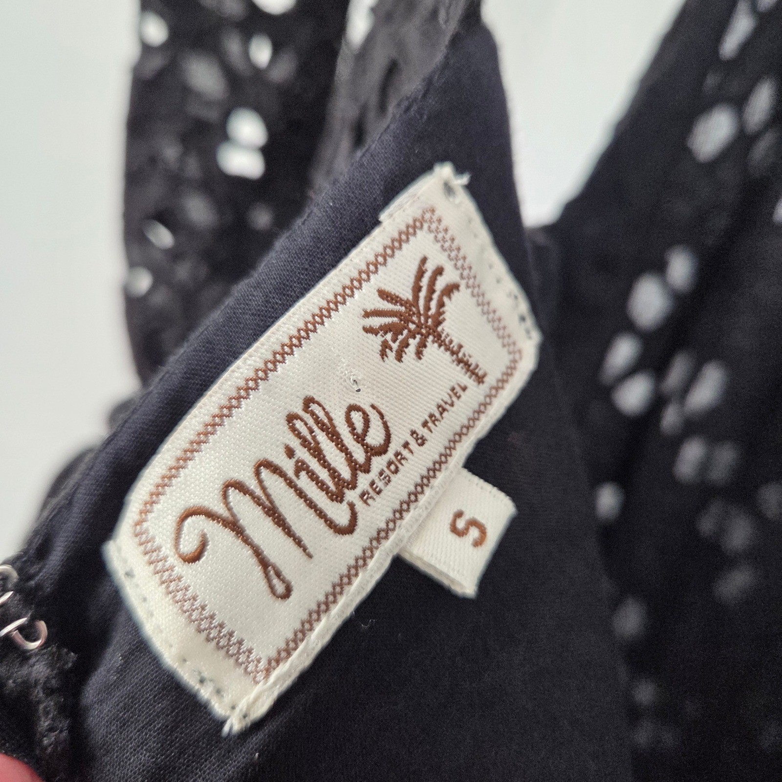 Mille Resort Travel SZ S Black Crochet Maxi Tie Sleeve Tiered Boho Eyelet