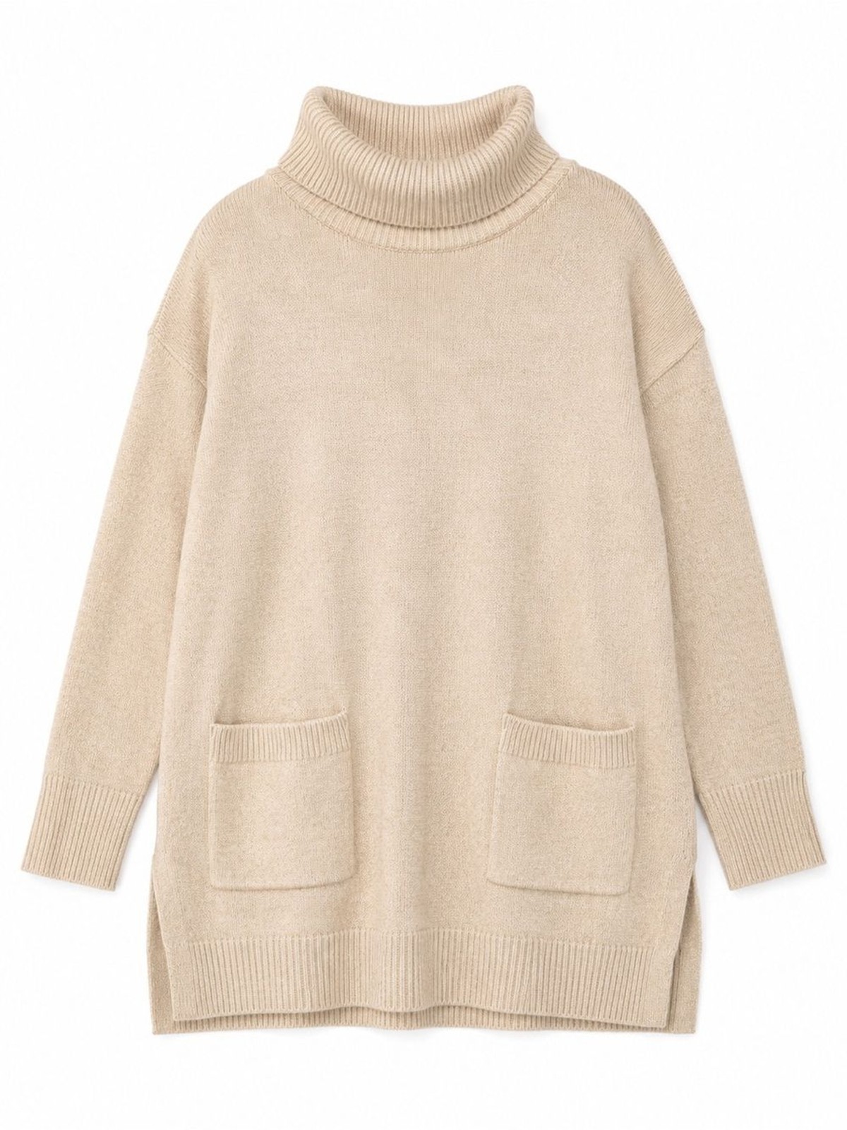 Jeanne Pierre Beige Turtleneck Sweater Tunic – Size Medium