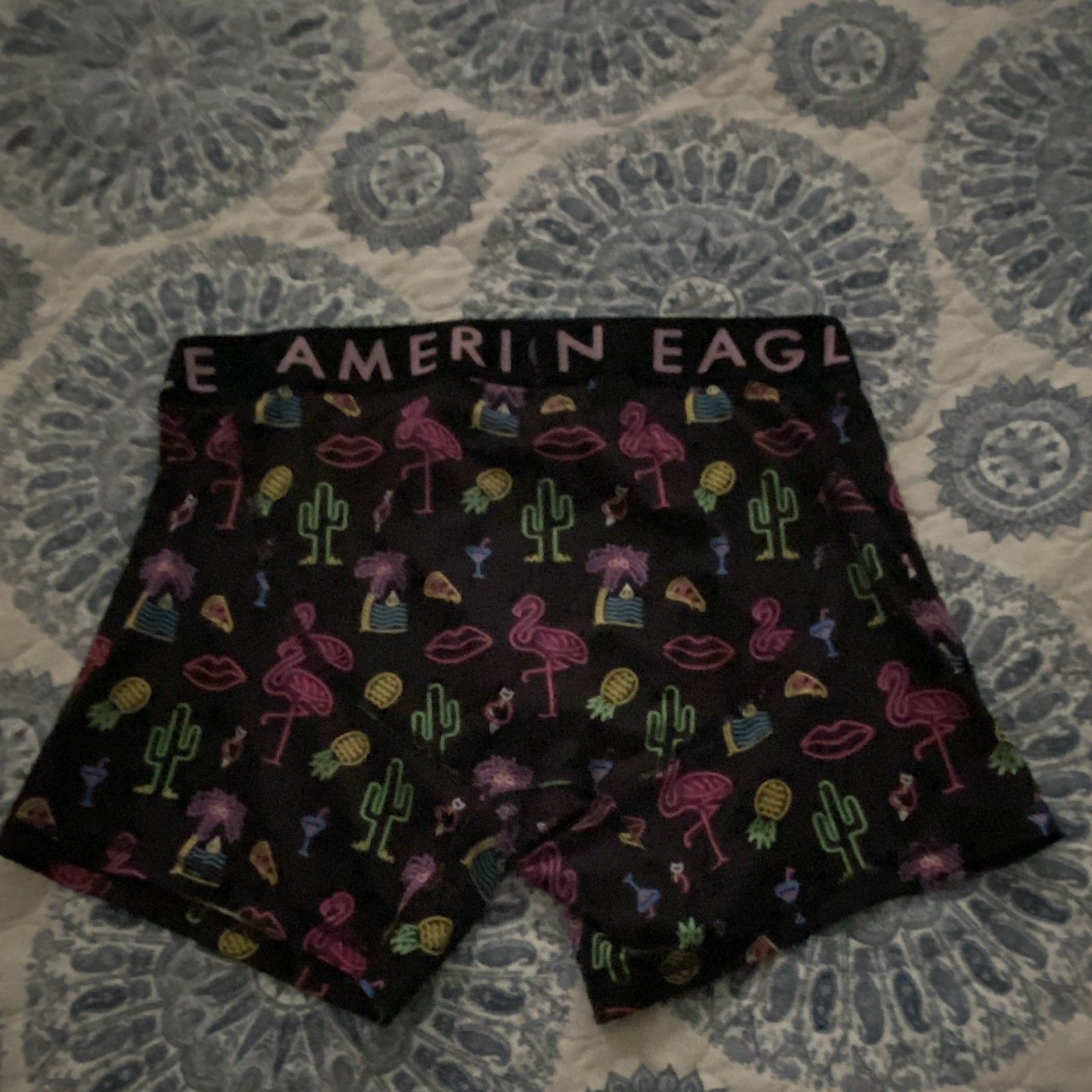 American Eagle Flex Men’s Boxer Briefs XL Black Tropical Novelty Stretch