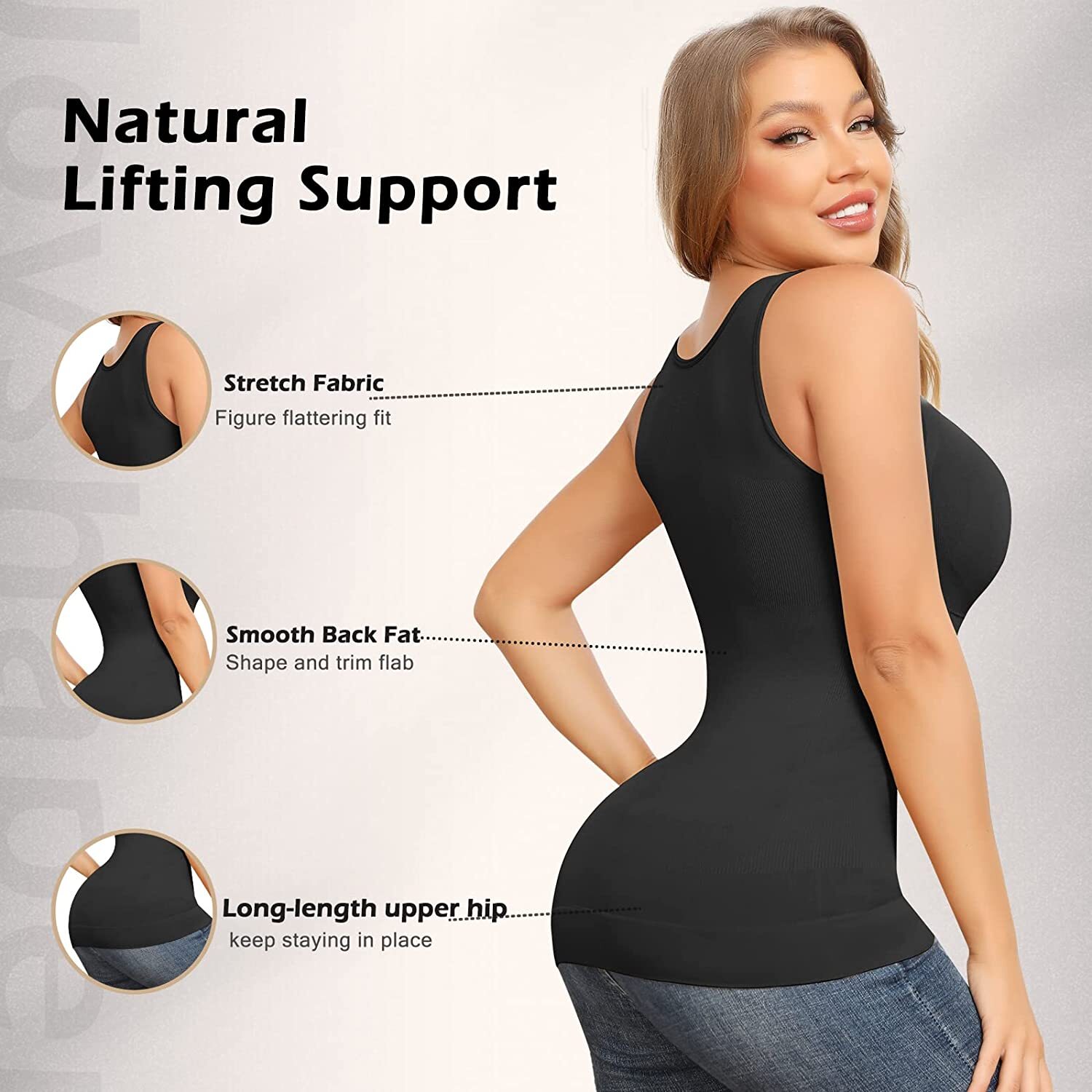 Women Shapewear Camisoles With Built in Bra Tummy Control Tank Tops Body Shaper