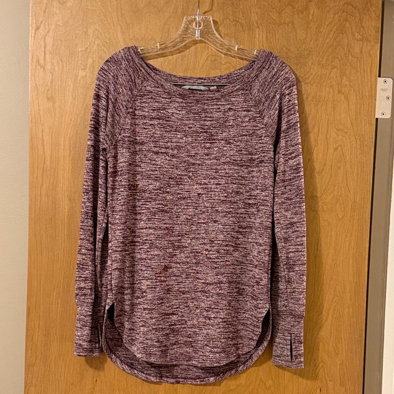 Athleta Threadlight Long Sleeve Top Burgundy Space Dye Scoop Neck Women’s XS