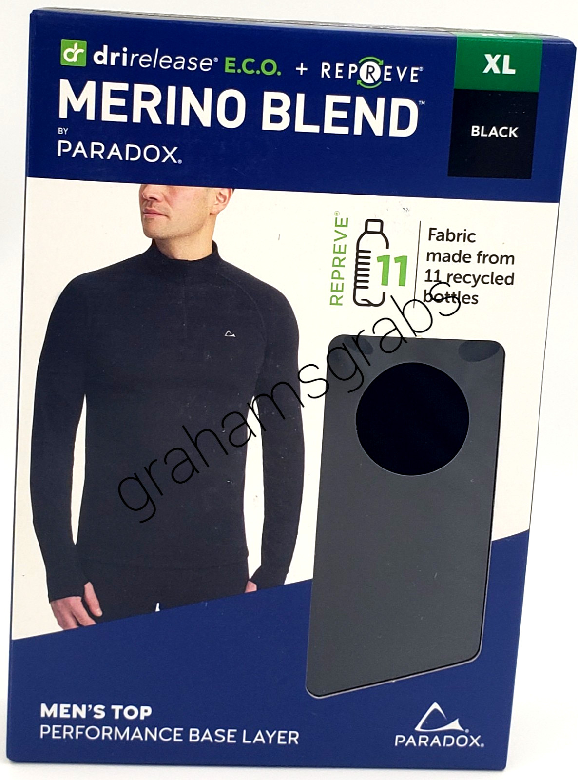 PARADOX MENS MERINO BLEND PERFORMANCE BASE LAYER 1/4 ZIP TOP drirelease M, L, XL