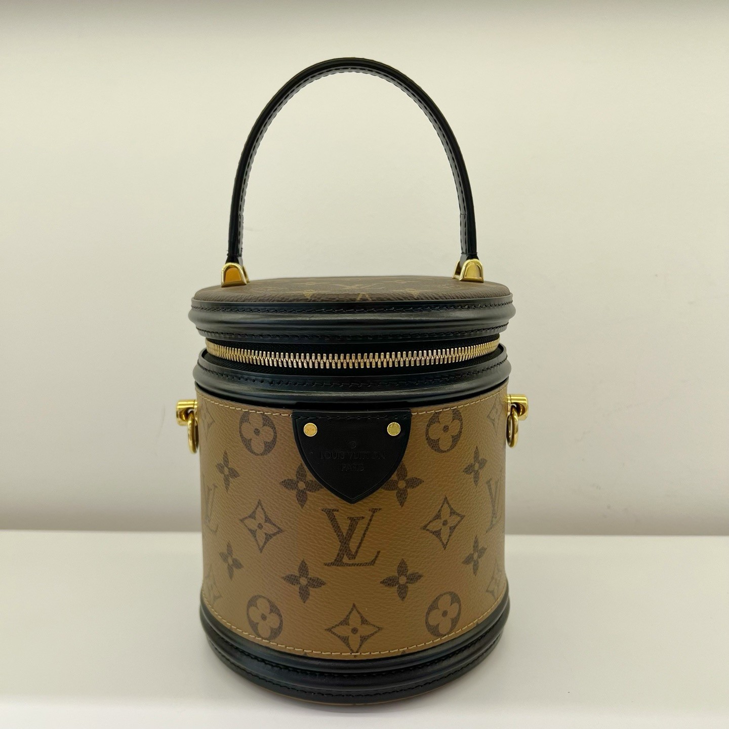 LOUIS VUITTON Cannes Monogram Reverse Brown Black Leather Vanity Bag M43986