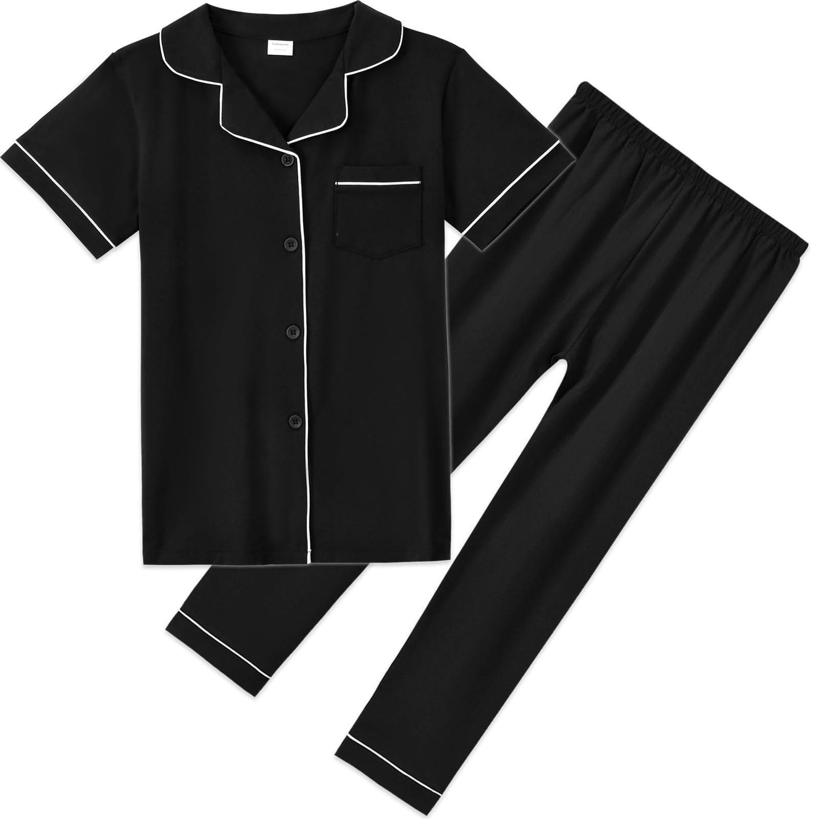 Aablexema Unisex Kids Pajamas Set Cotton Short Sleeve Sleepwear Button-Down and